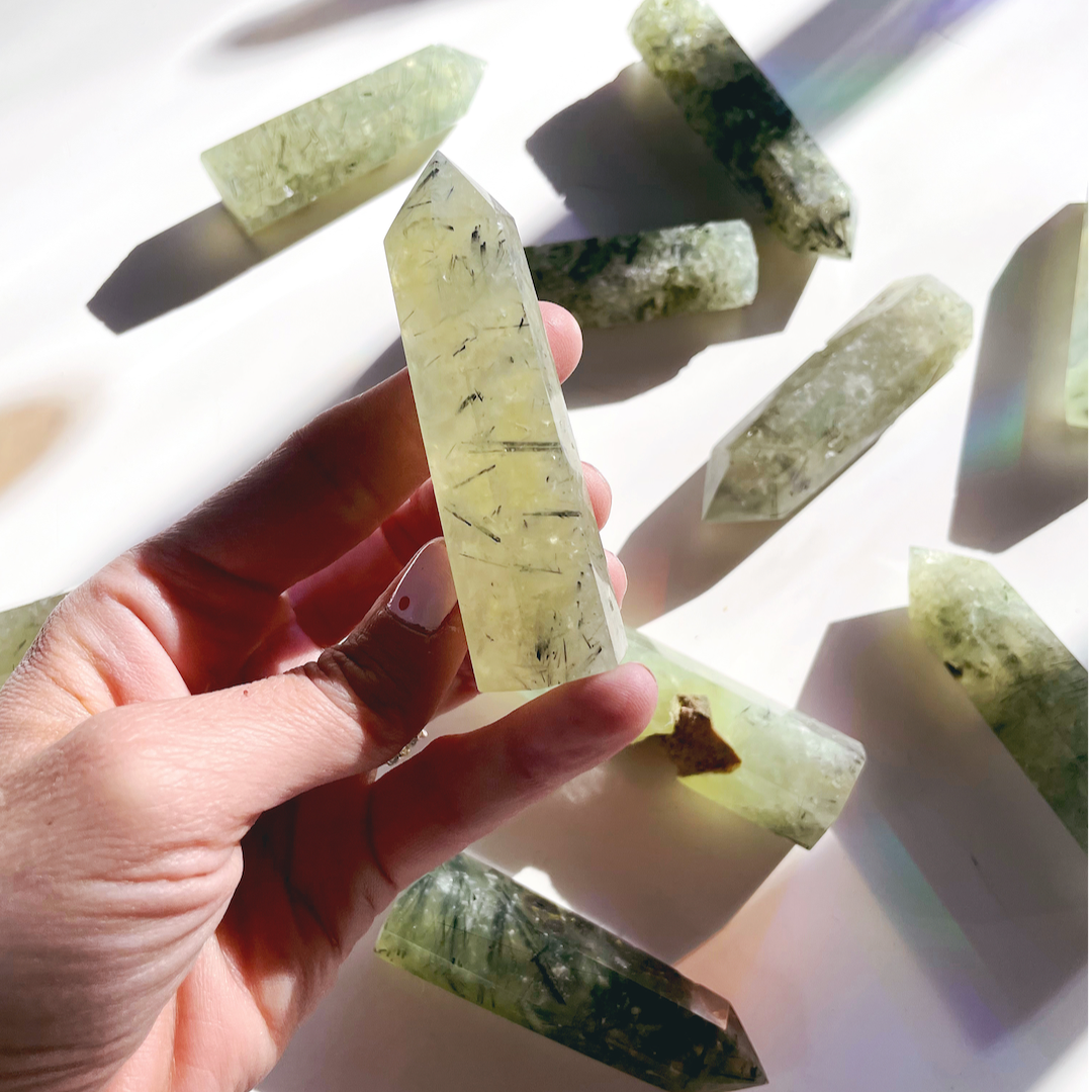 Prehnite with Epidote Lil Tower