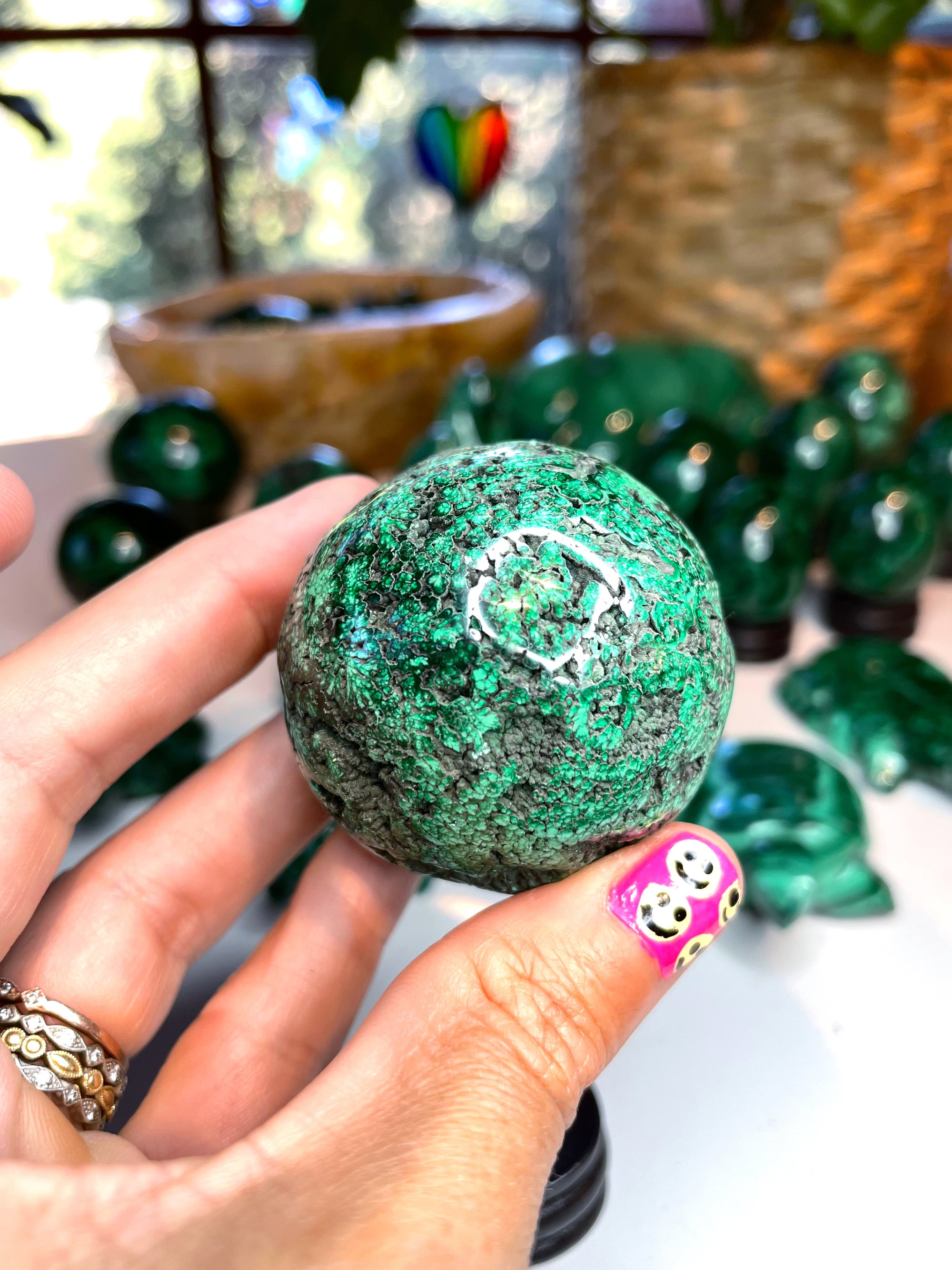 Malachite Carved Sphere