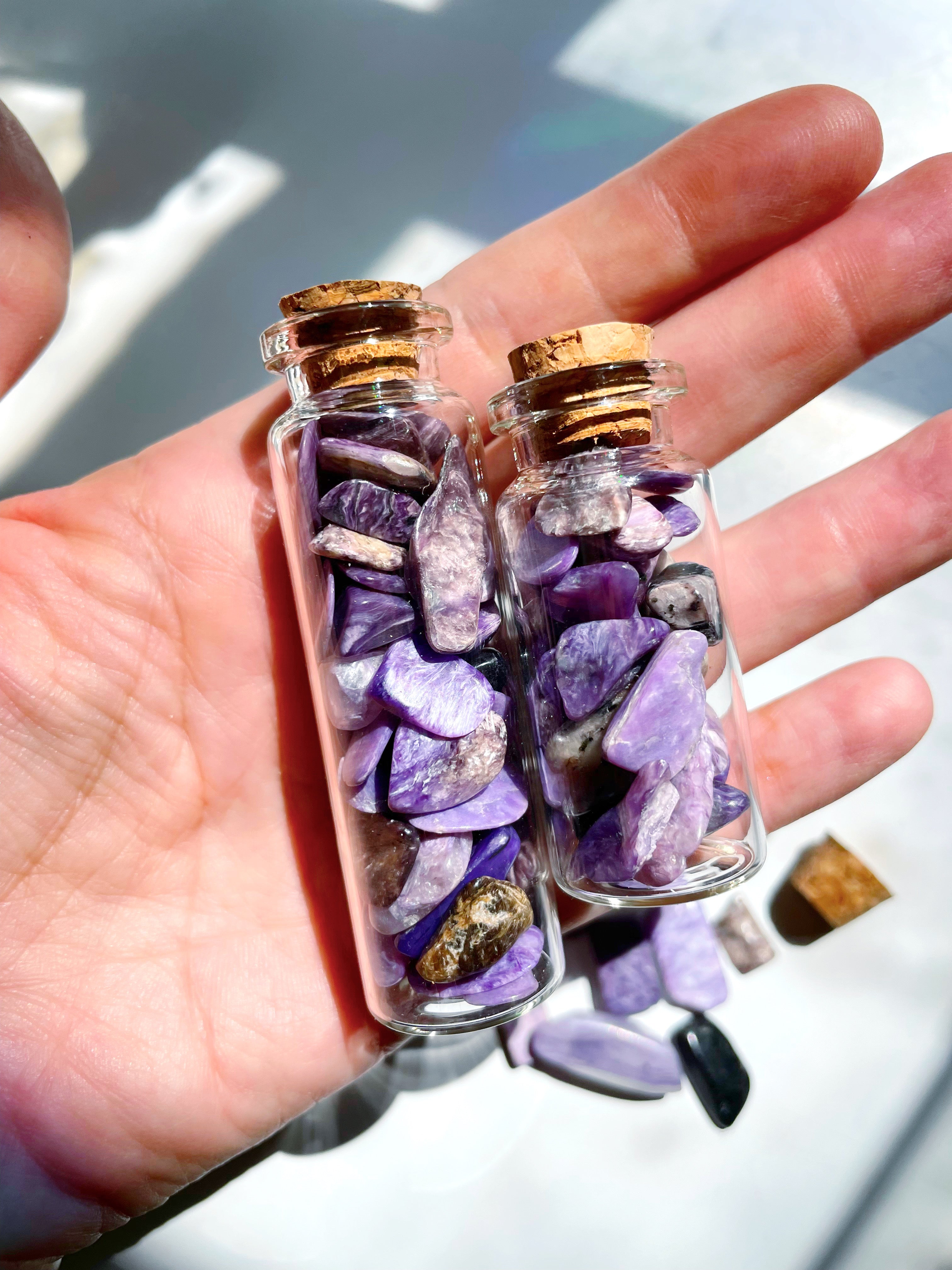 Charoite Chip Bottles - Baltic Mermaid
