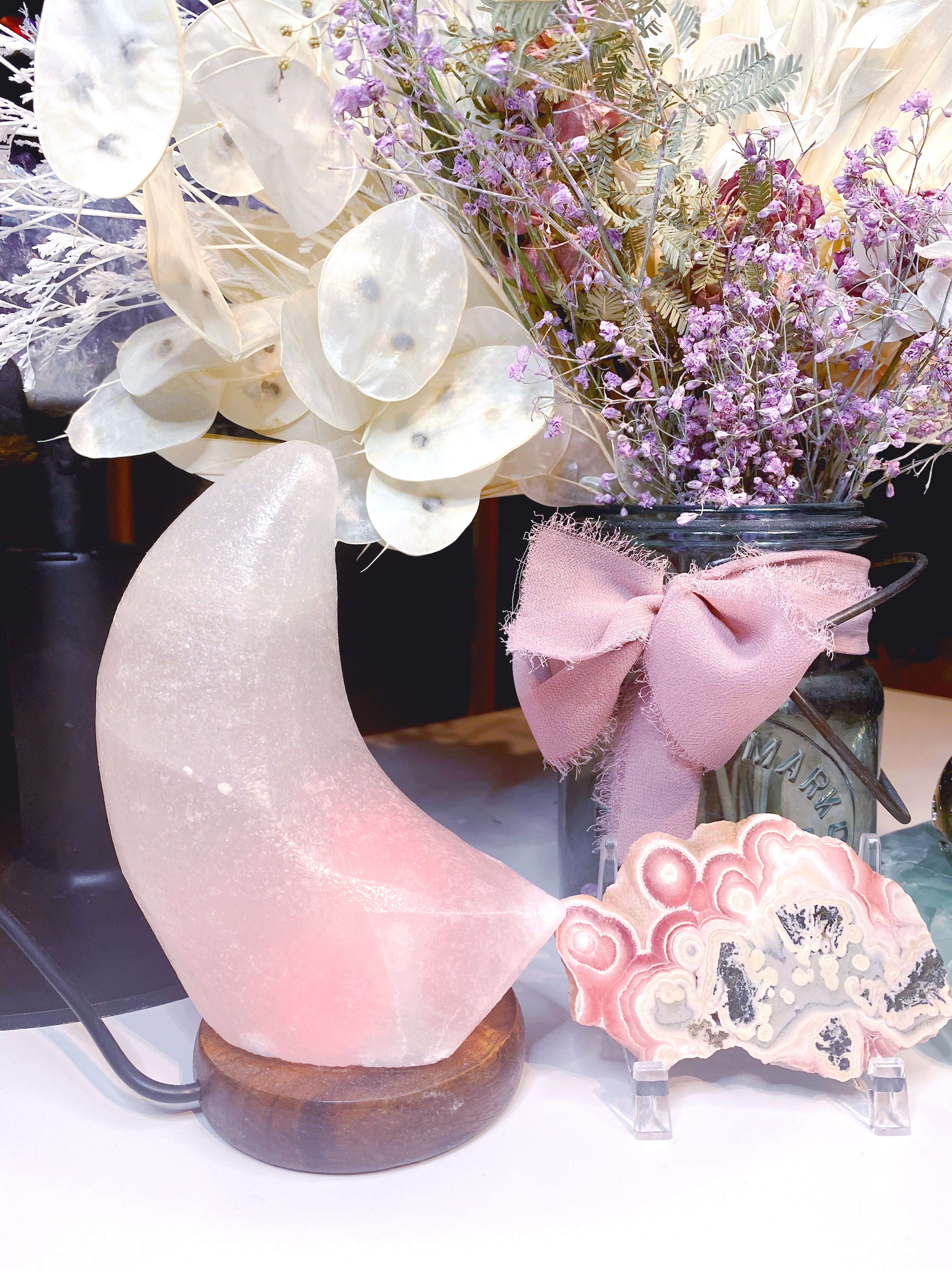 Crescent Moon Salt Lamp - White - Baltic Mermaid