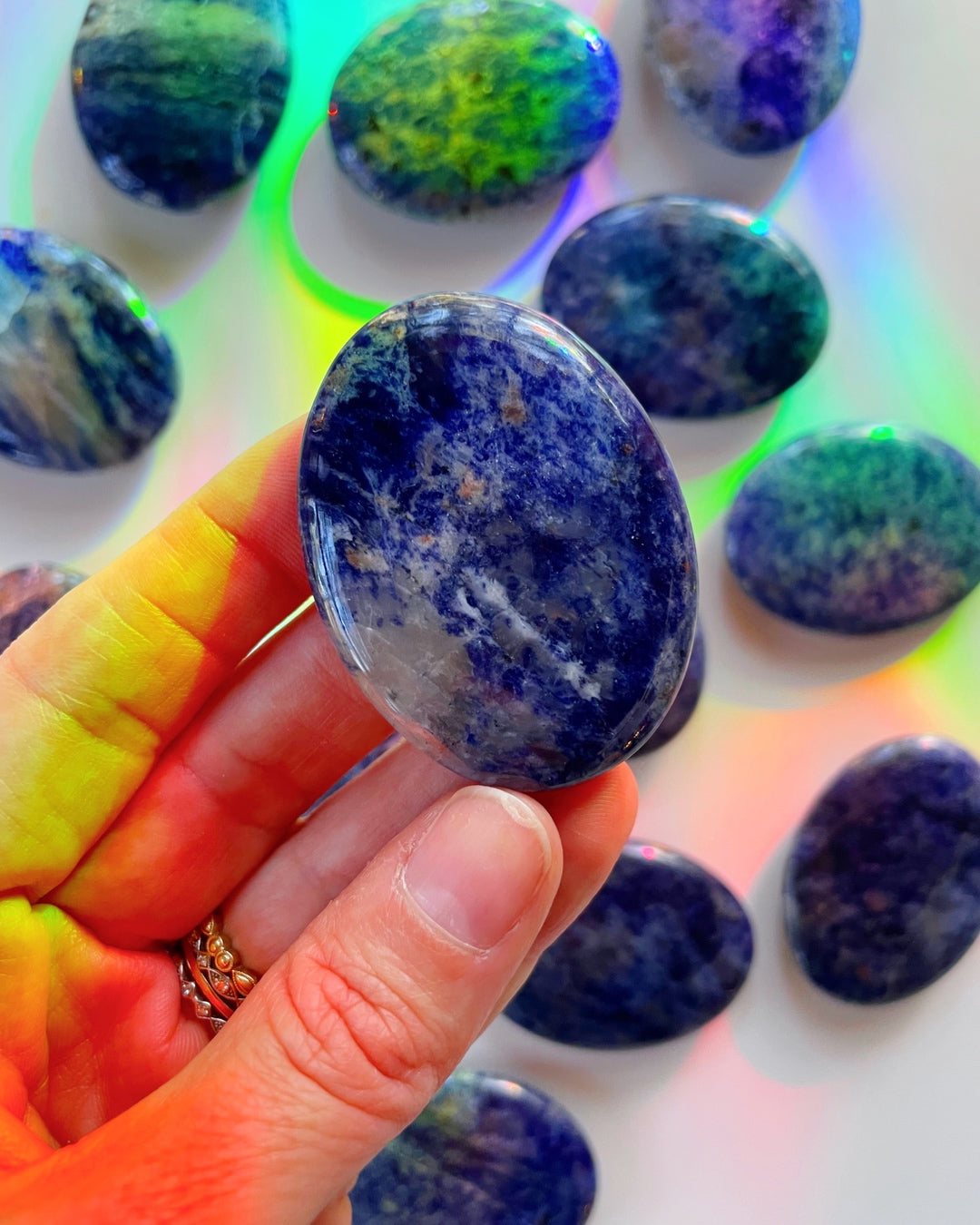 Sodalite Flat Palm Stones - Baltic Mermaid