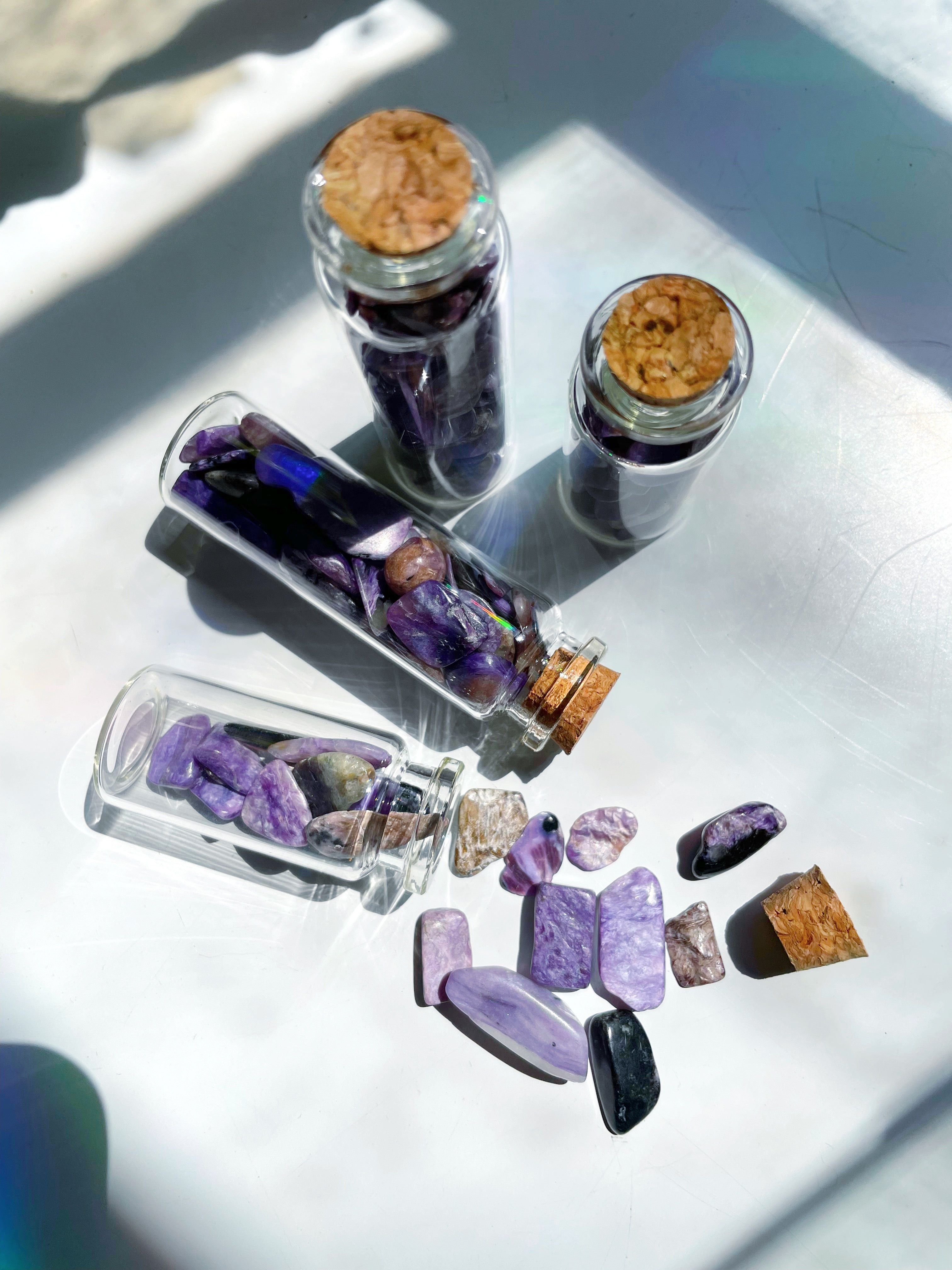 Charoite Chip Bottles - Baltic Mermaid