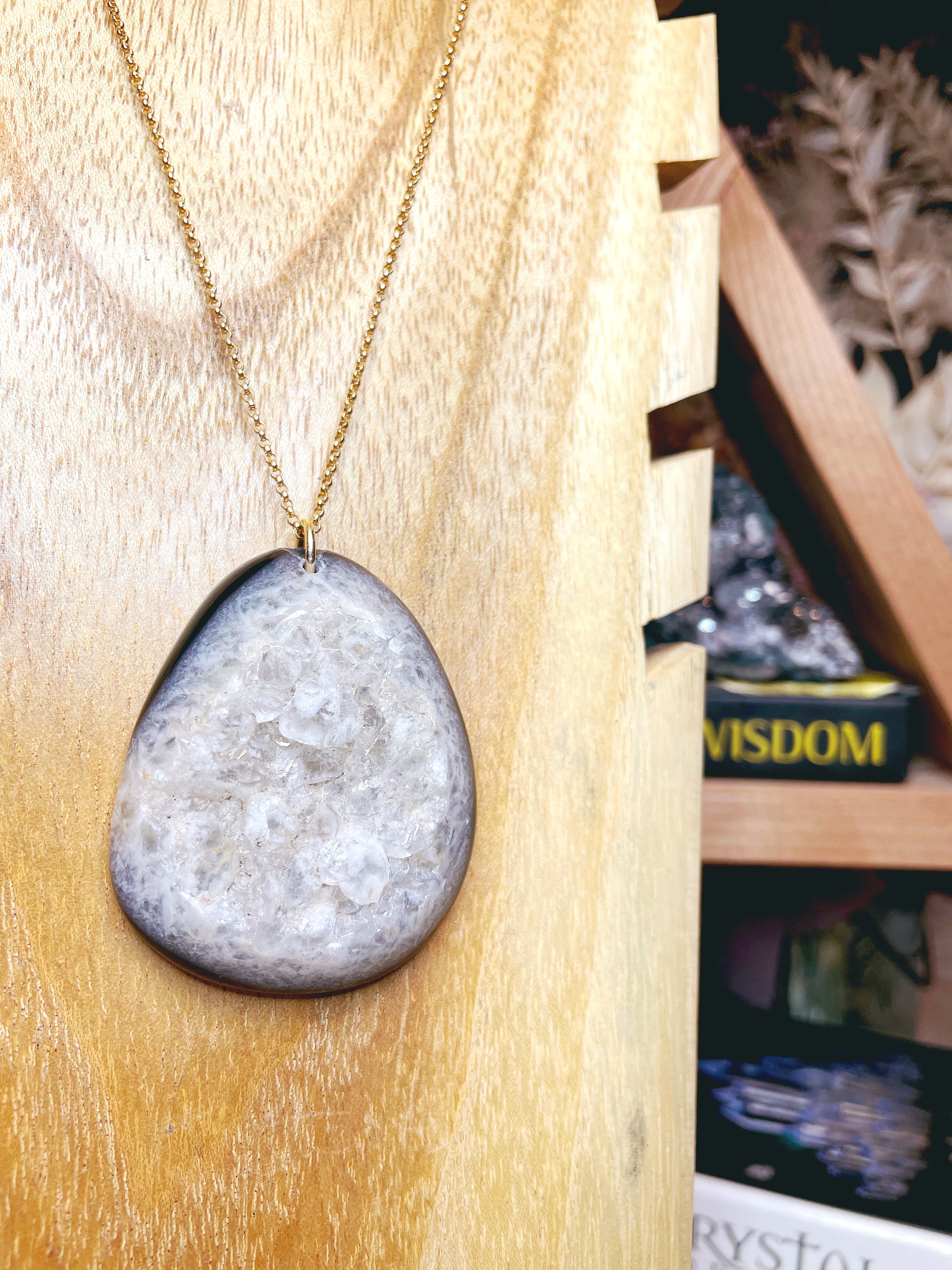 Druzy Agate Pendant 14k Gold Filled Necklace - Baltic Mermaid