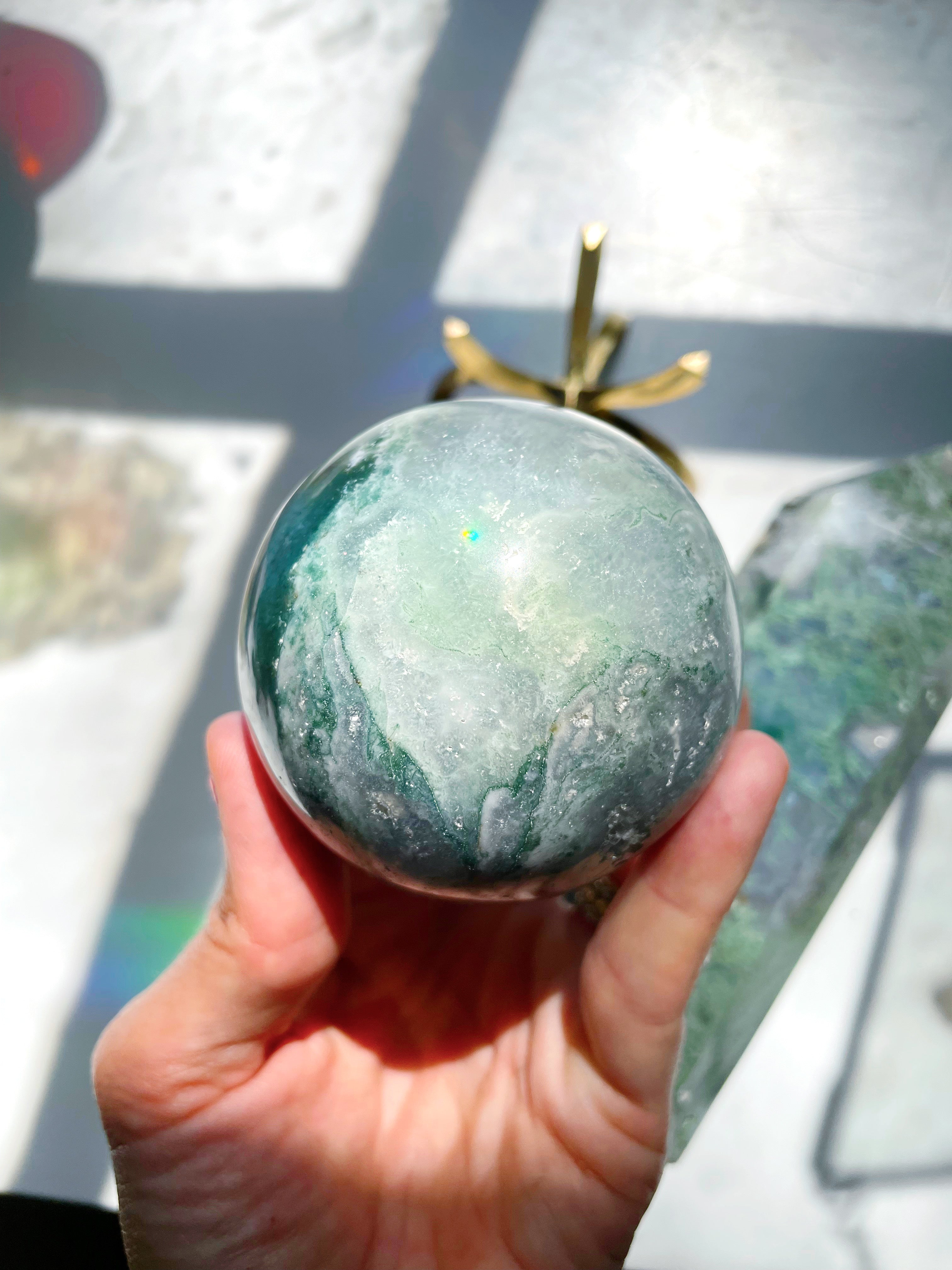 Moss Agate Sphere - Baltic Mermaid
