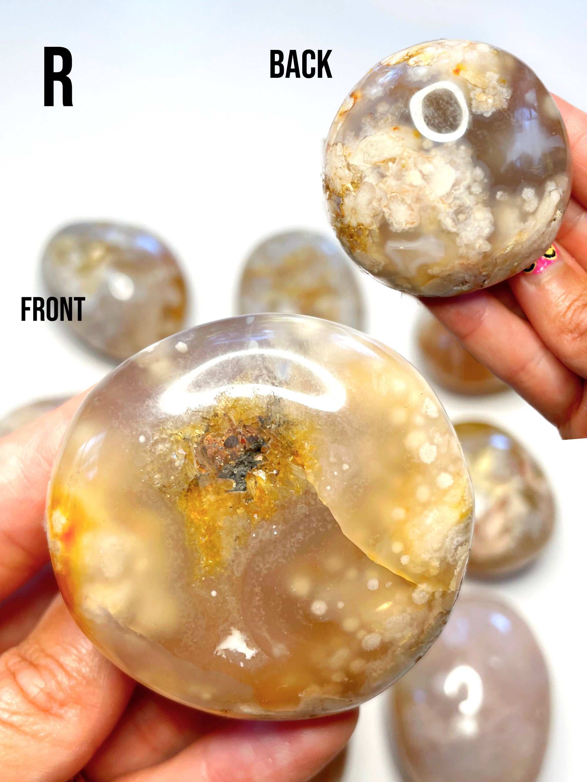 Flower Agate Palm Stones