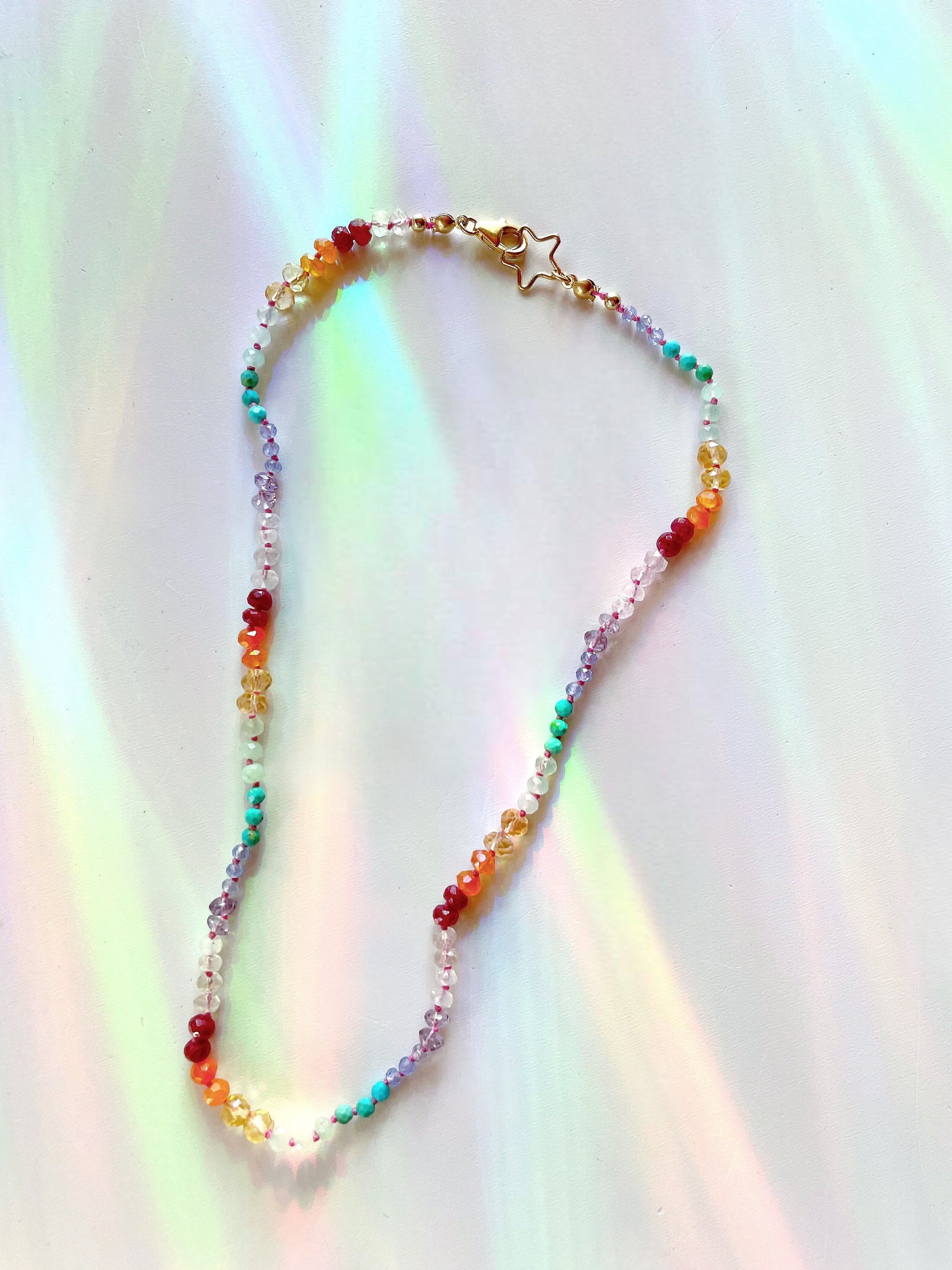 Rainbow Star Gemstone Candy Necklace