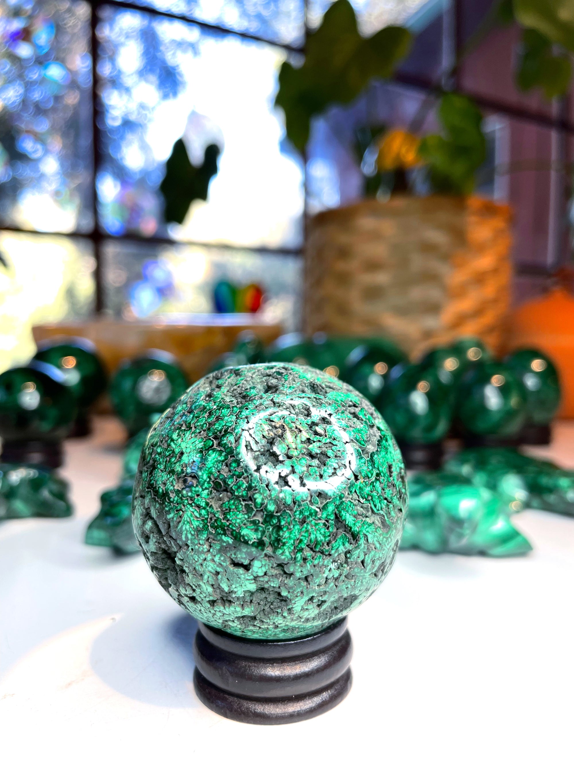 Malachite Carved Sphere