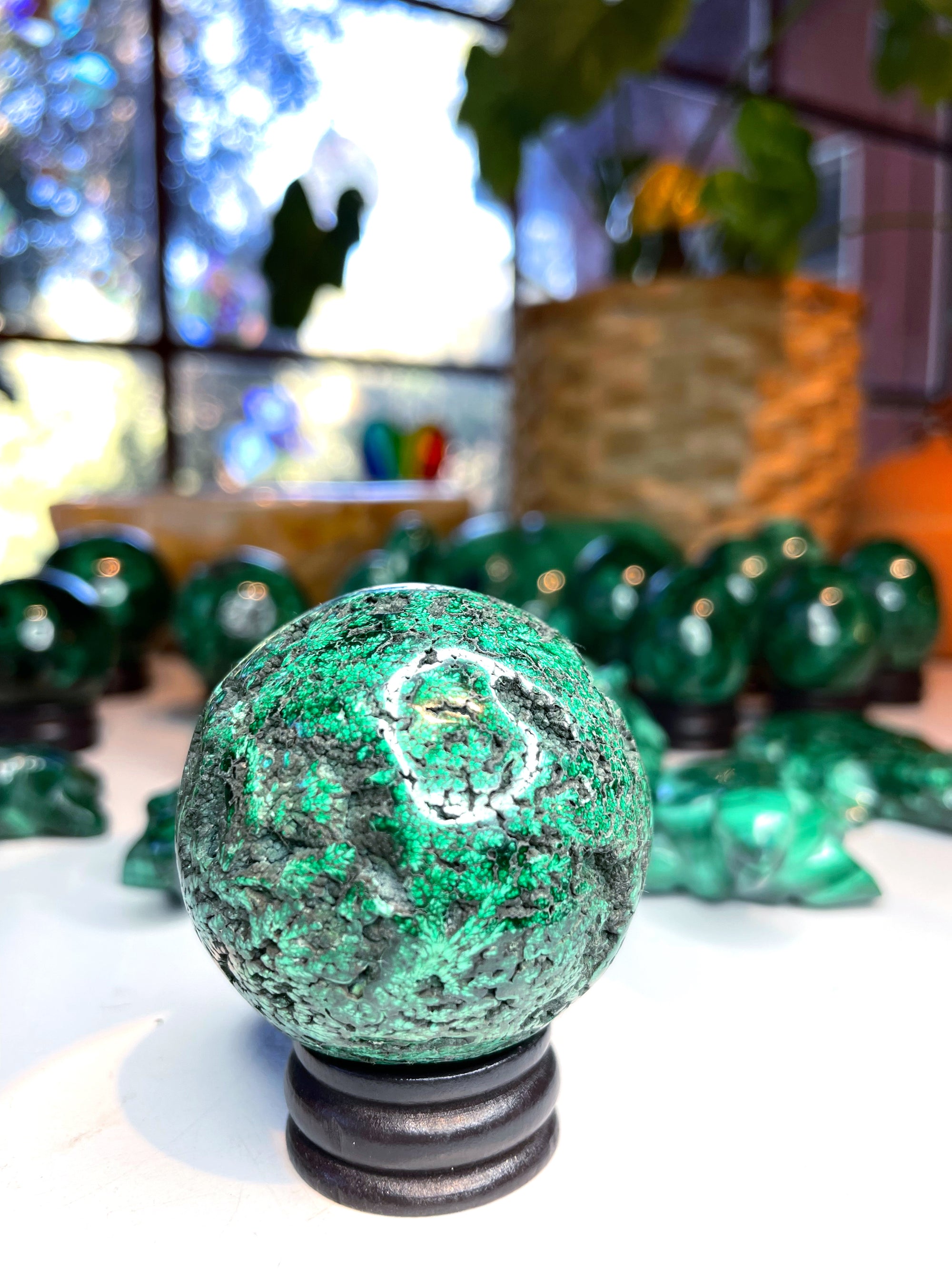 Malachite Carved Sphere