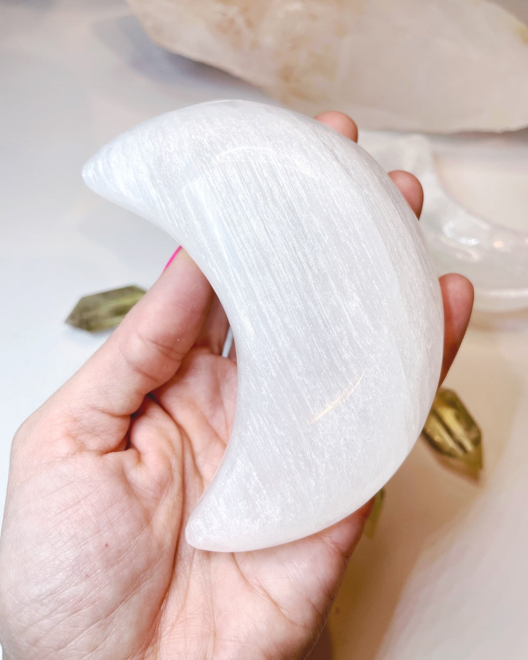 Selenite Crescent Moon Dish - Small - Baltic Mermaid