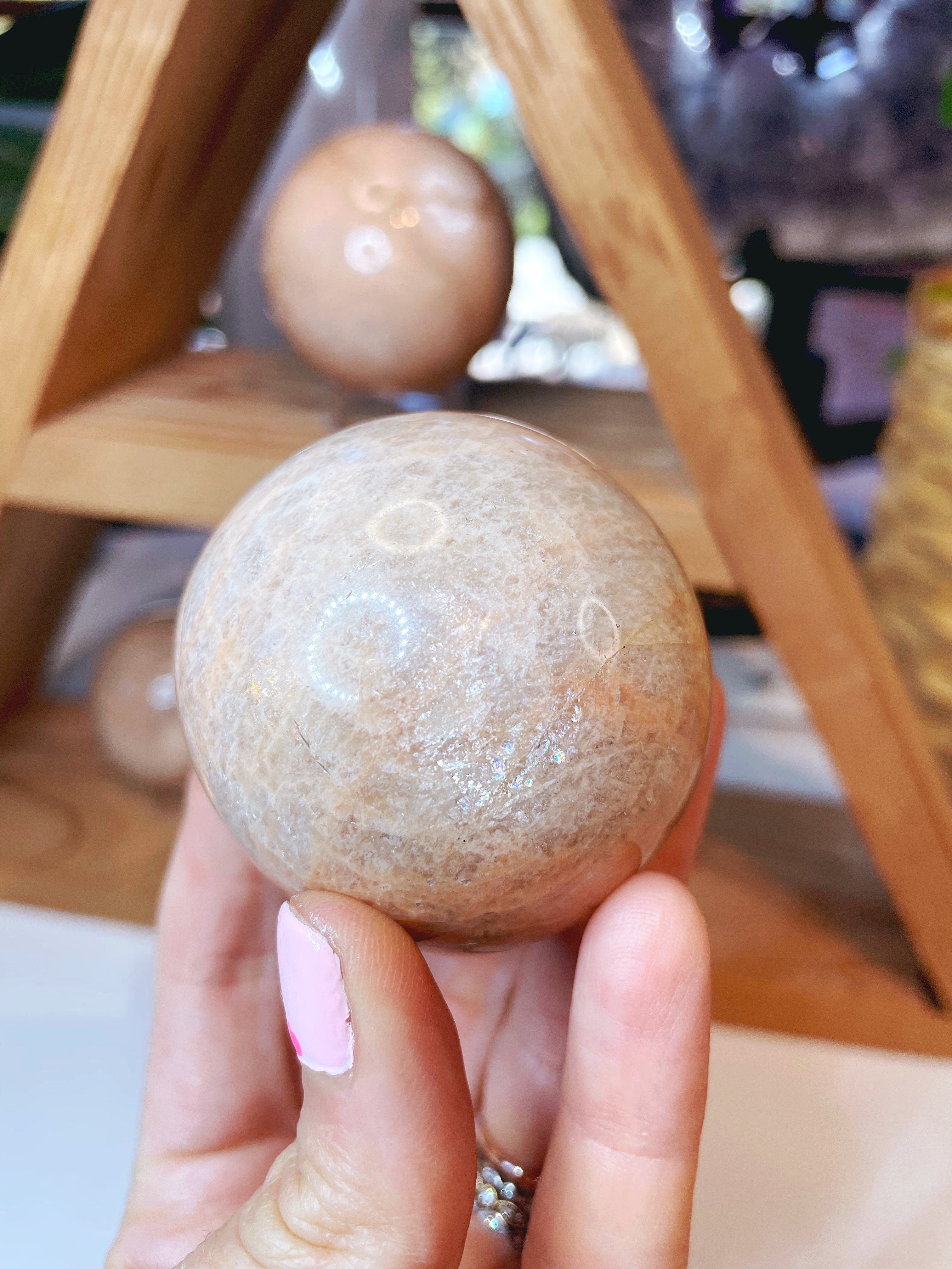 Peach Moonstone Spheres - Baltic Mermaid