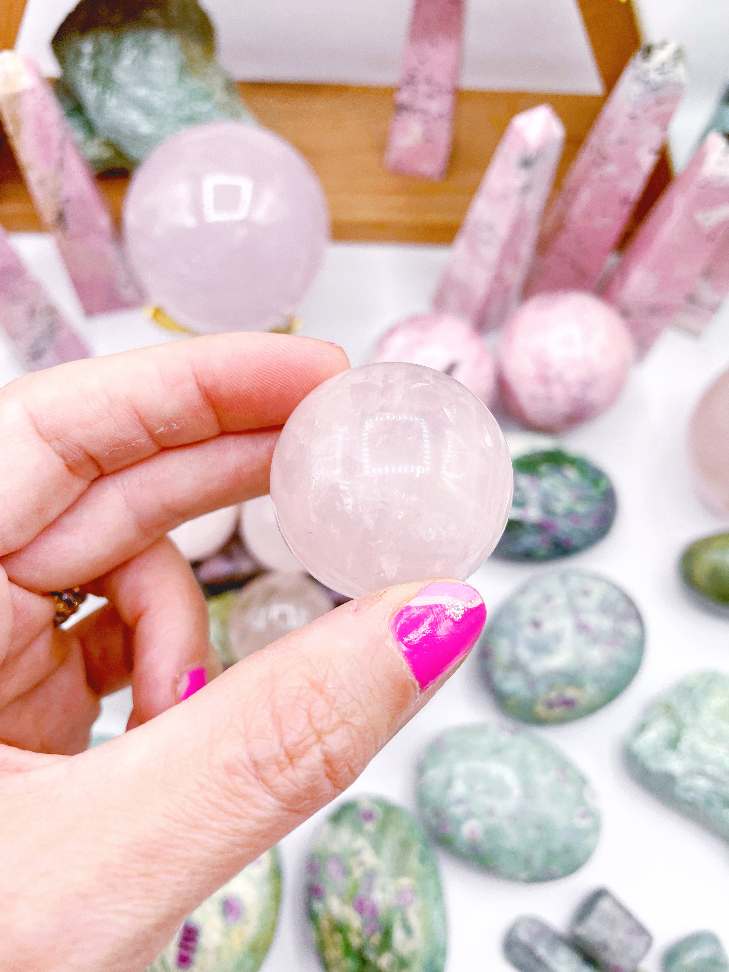 Lil Rose Quartz Spheres - Baltic Mermaid