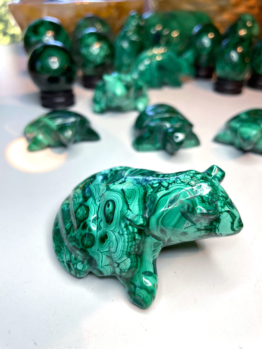 Malachite Carved Frog