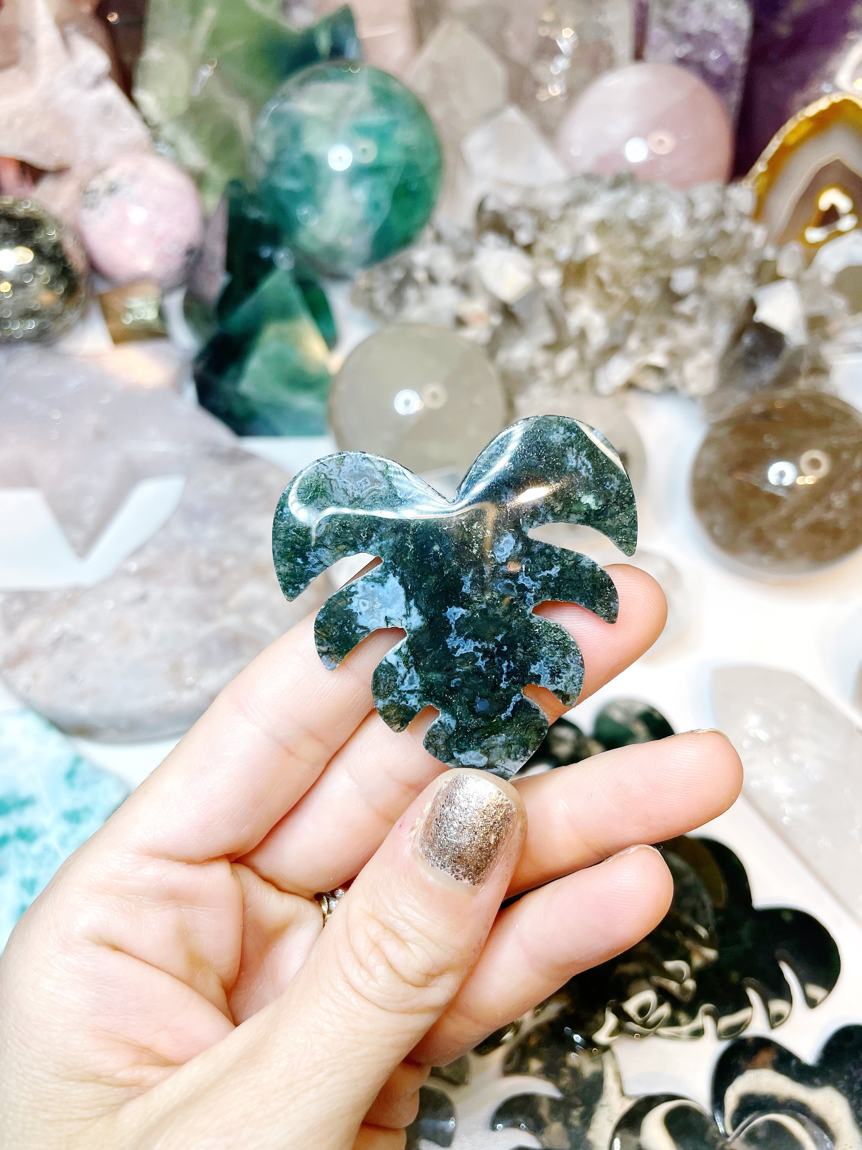 Moss Agate Monstera Leaf - Baltic Mermaid