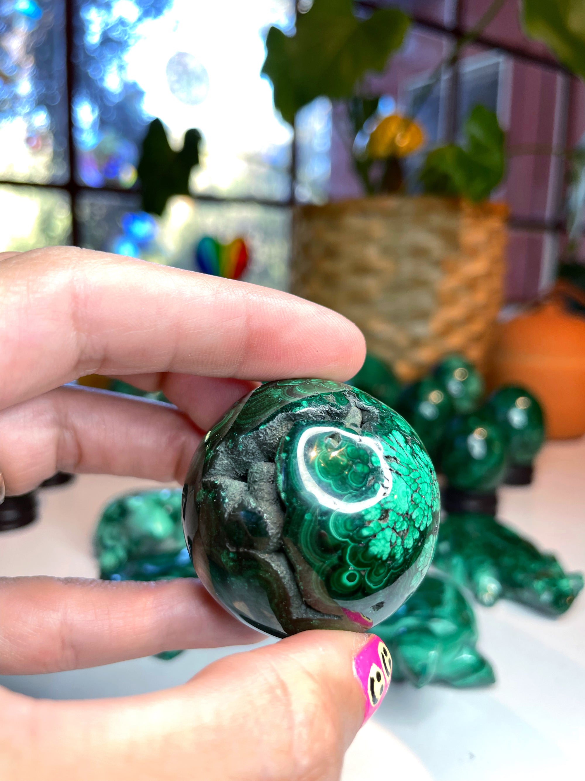 Malachite Carved Sphere