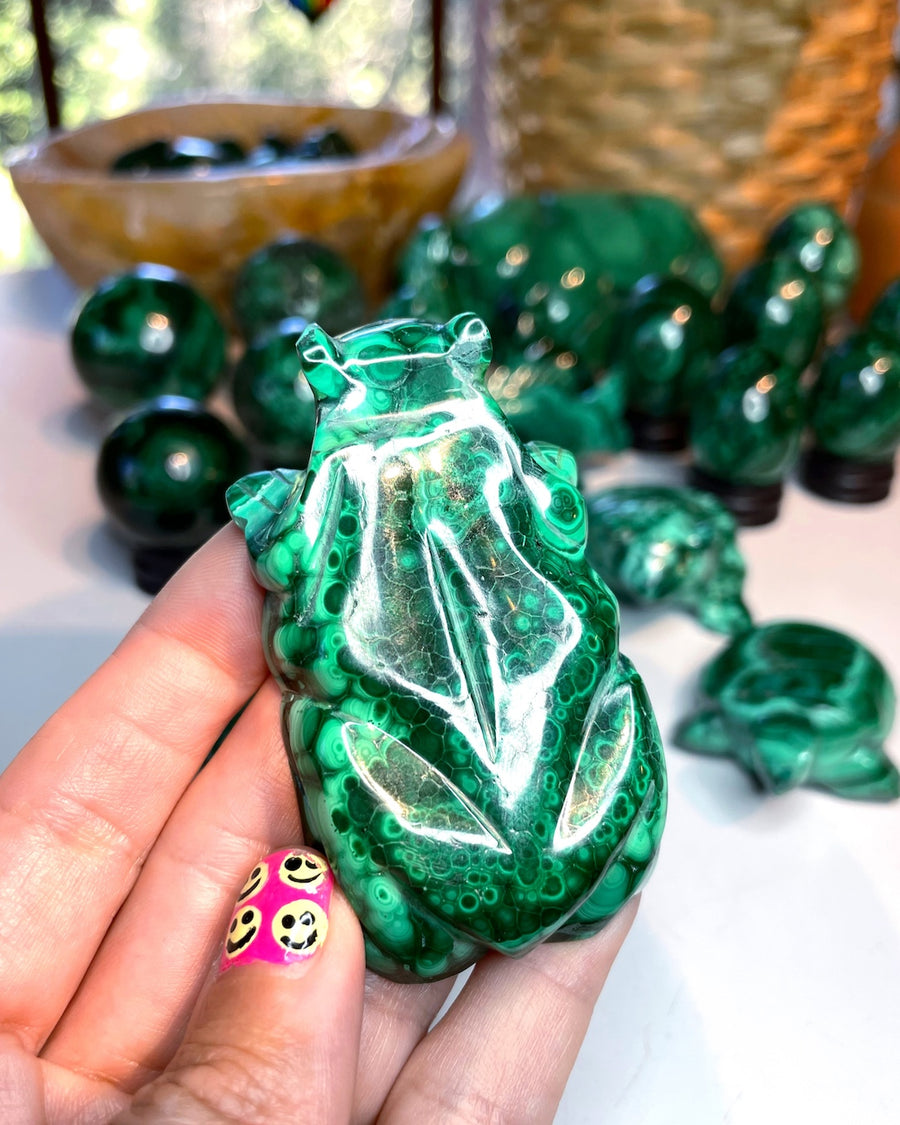 Malachite Carved Frog