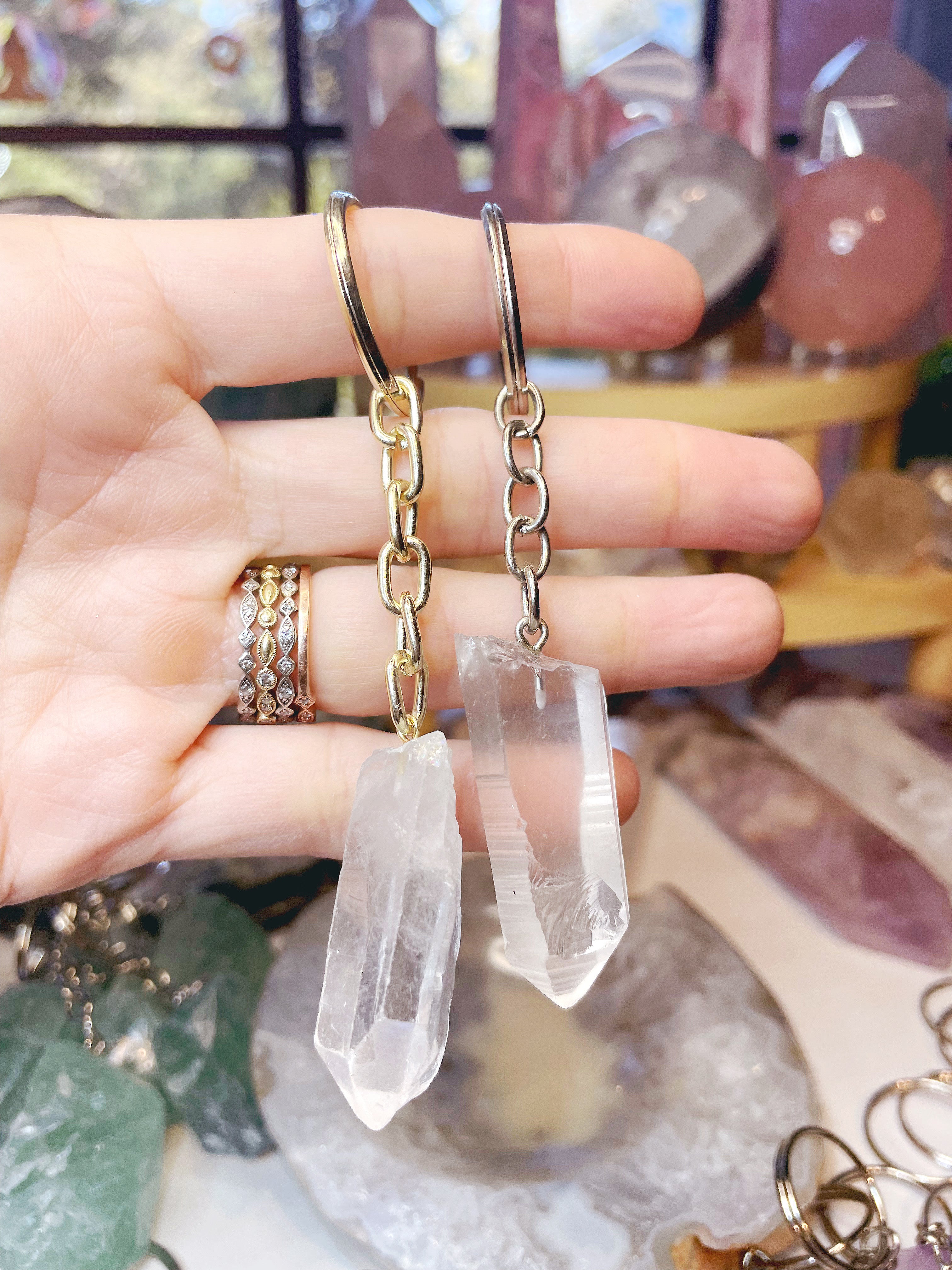 Clear Quartz Keychain - Baltic Mermaid
