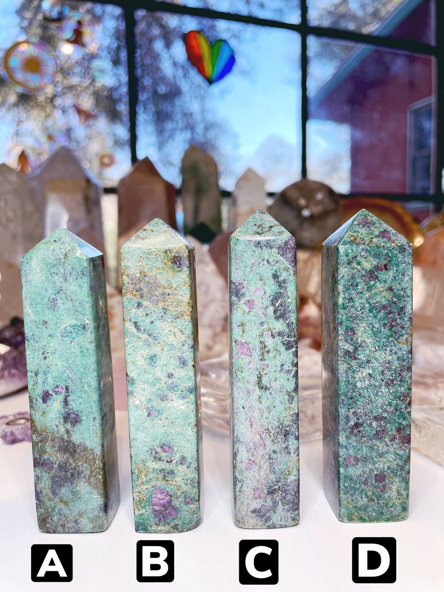 Ruby Fuchsite 4 sided Tower