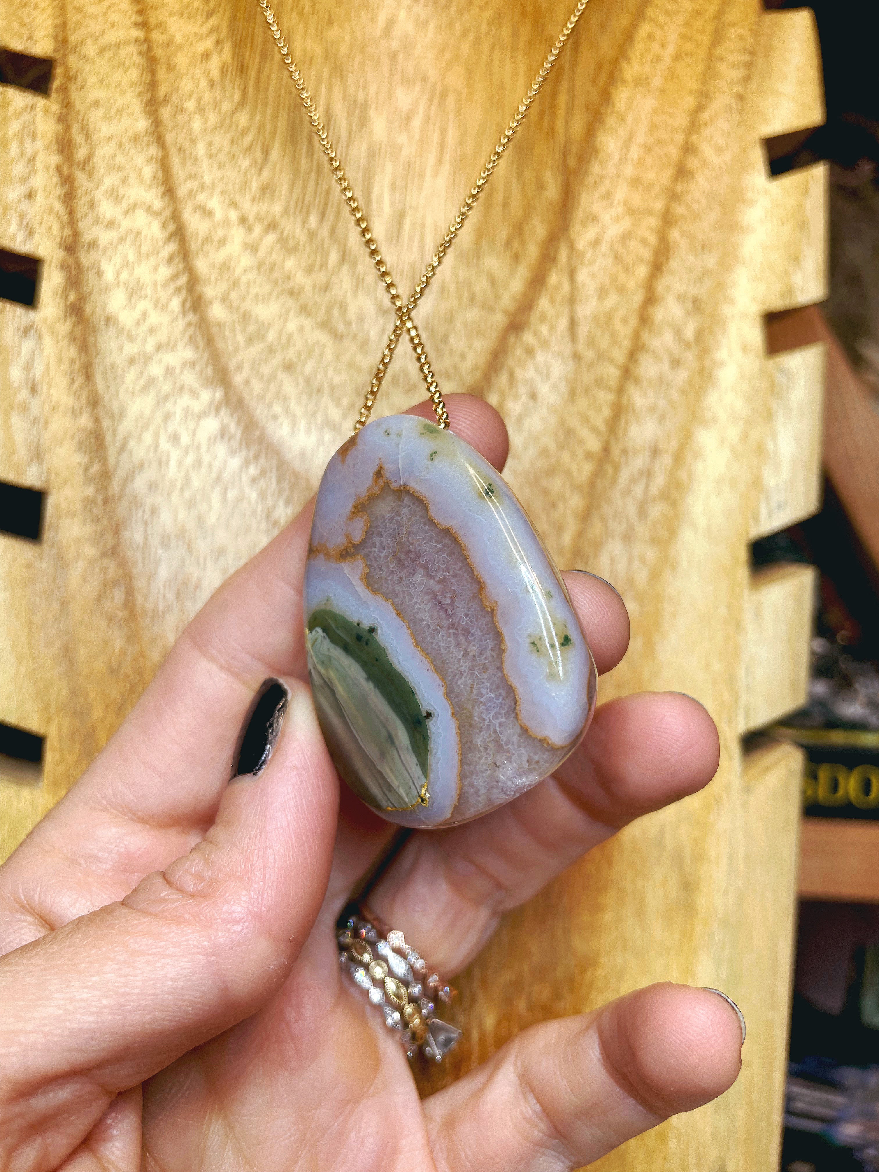 Druzy Agate Pendant 14k Gold Filled Necklace - Baltic Mermaid