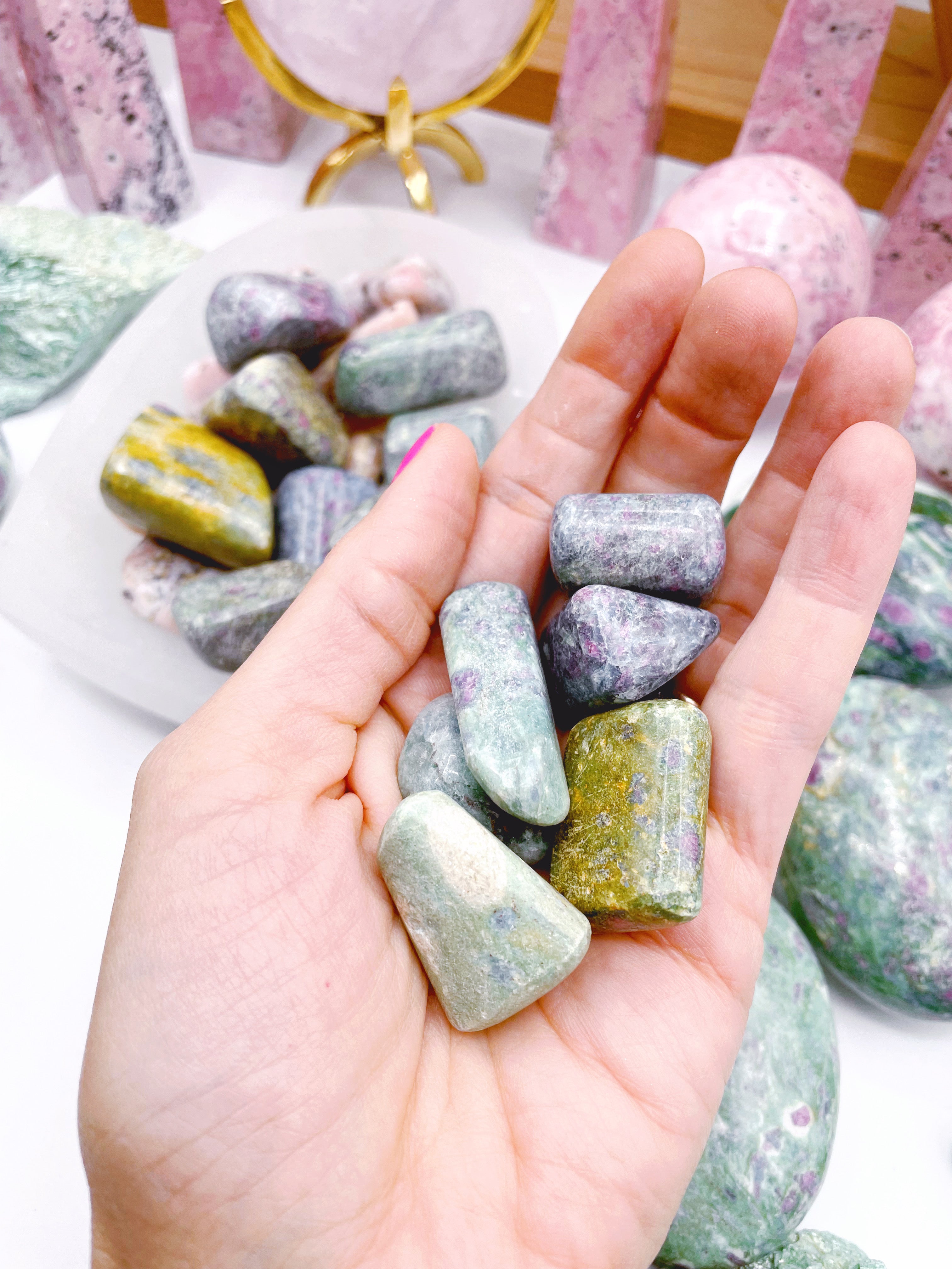 Ruby in Fuchsite Tumbled Stones - Baltic Mermaid