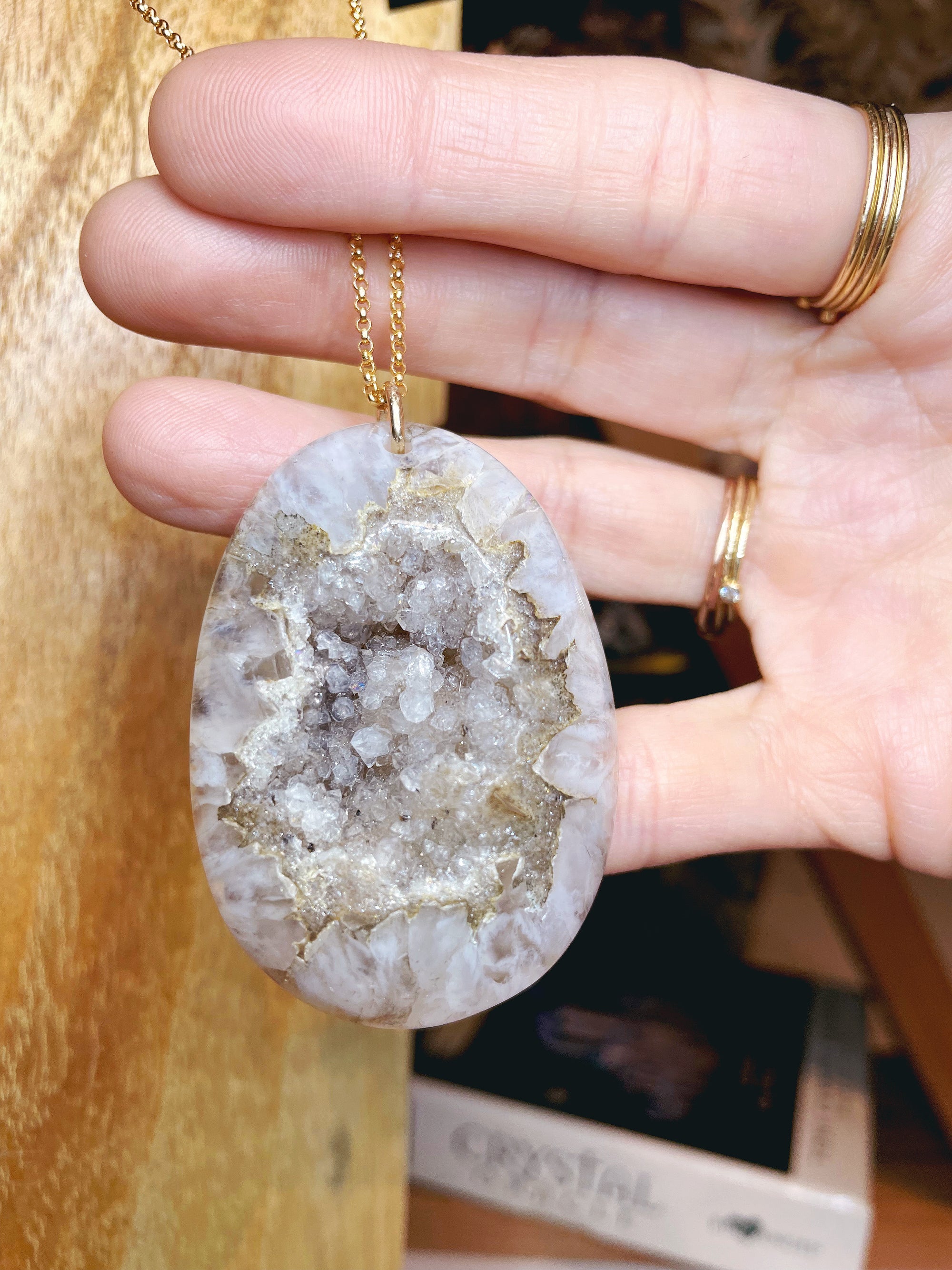 Druzy Agate Pendant 14k Gold Filled Necklace