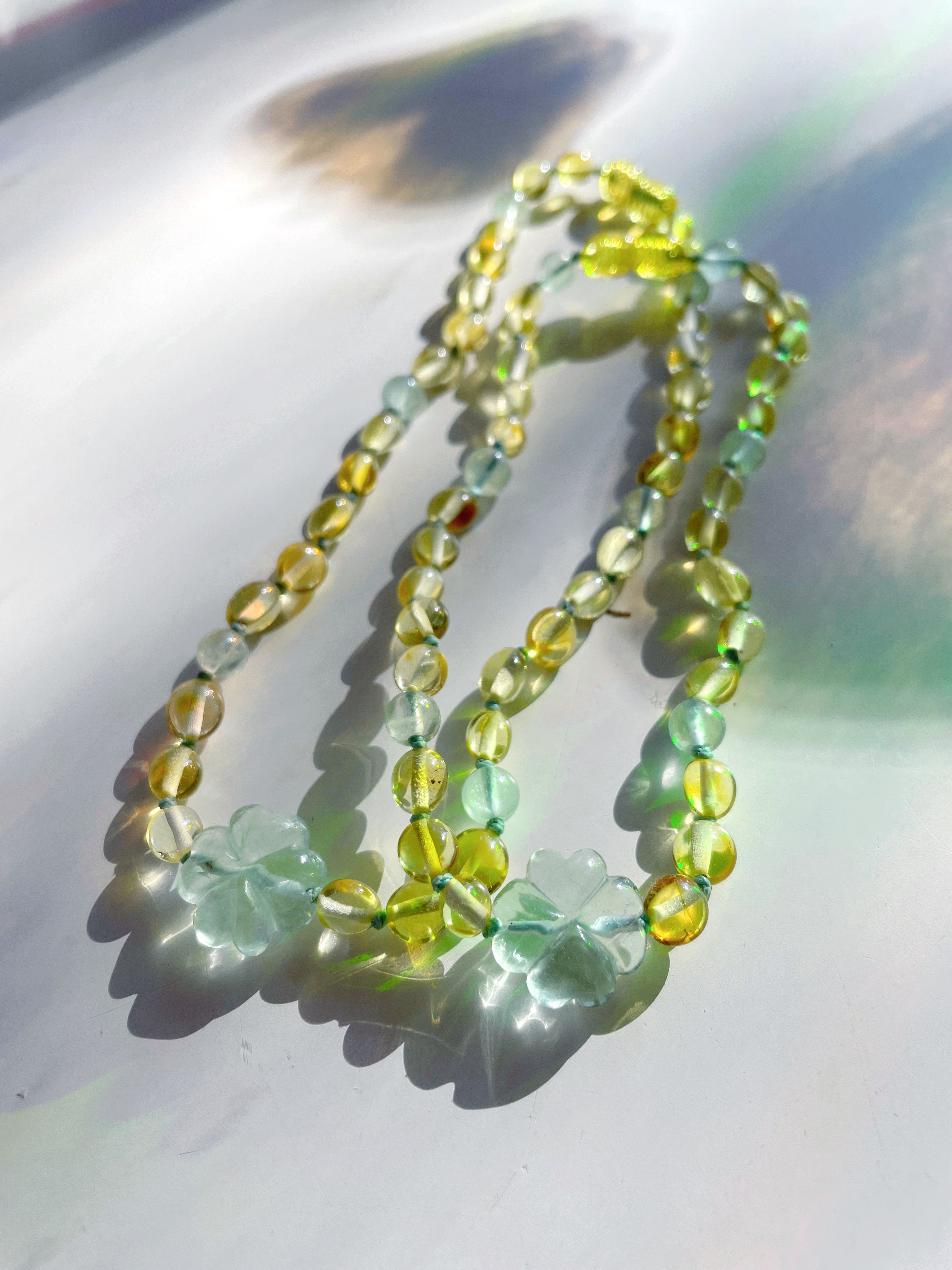 Lucky Clover Amber Necklace - Baltic Mermaid