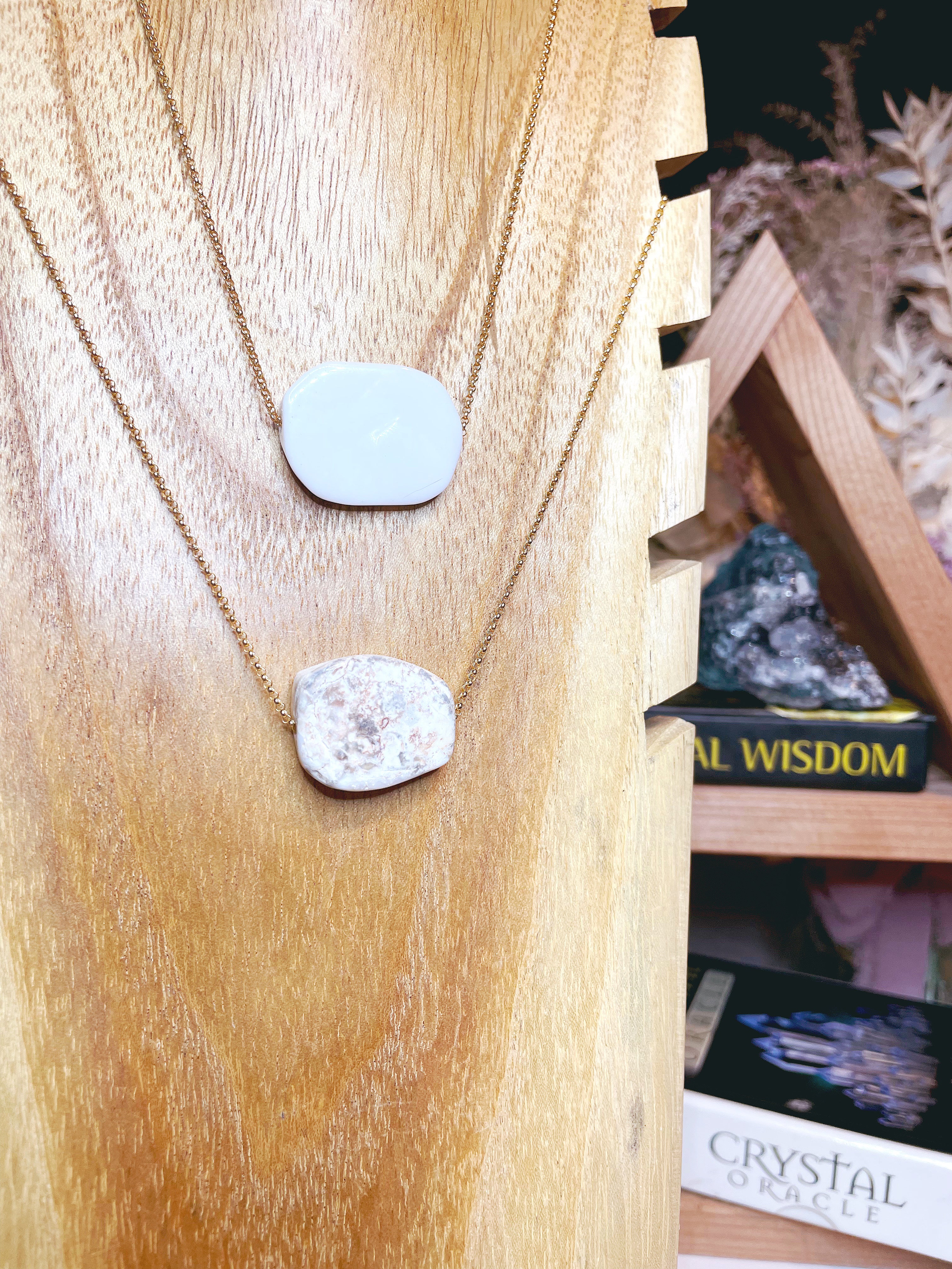 White Agate Pendant 14k Gold Filled Necklace - Baltic Mermaid