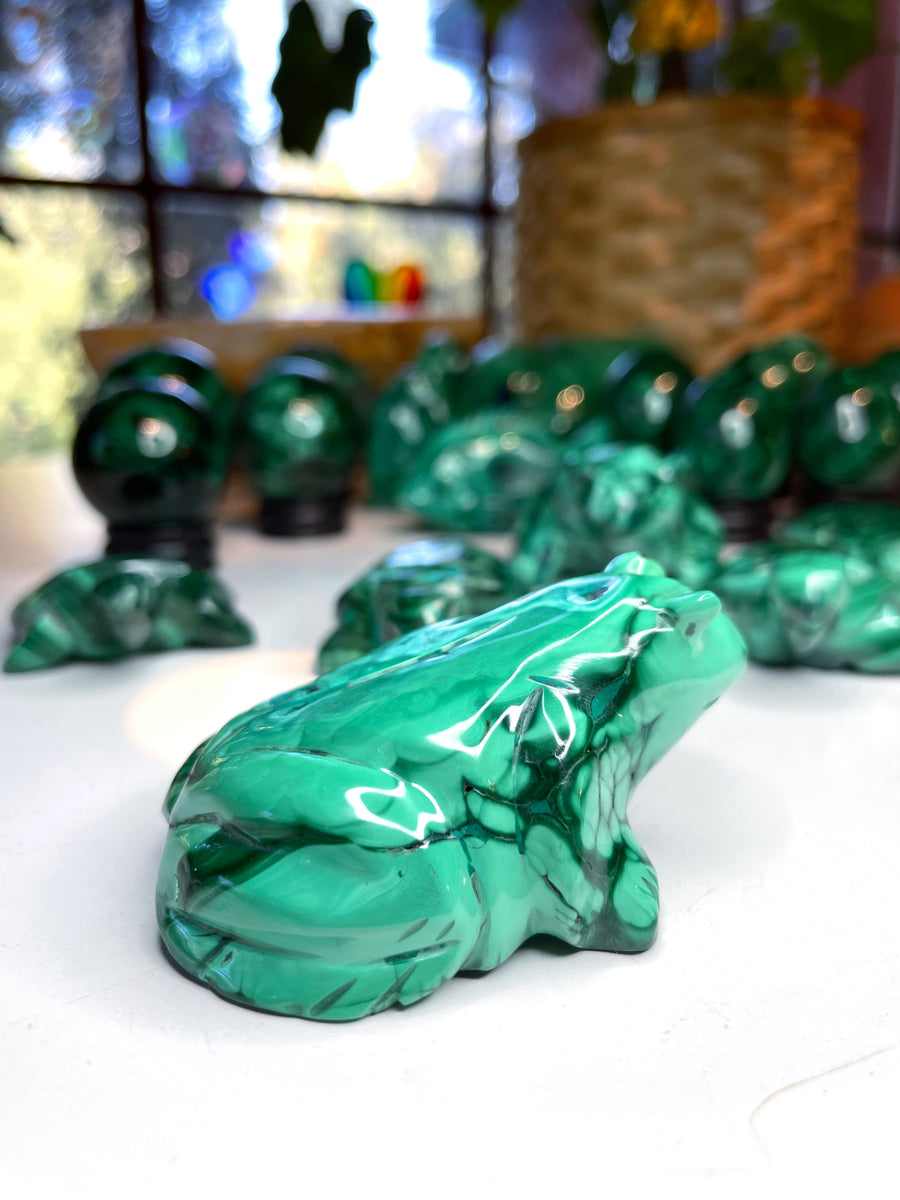 Malachite Carved Frog