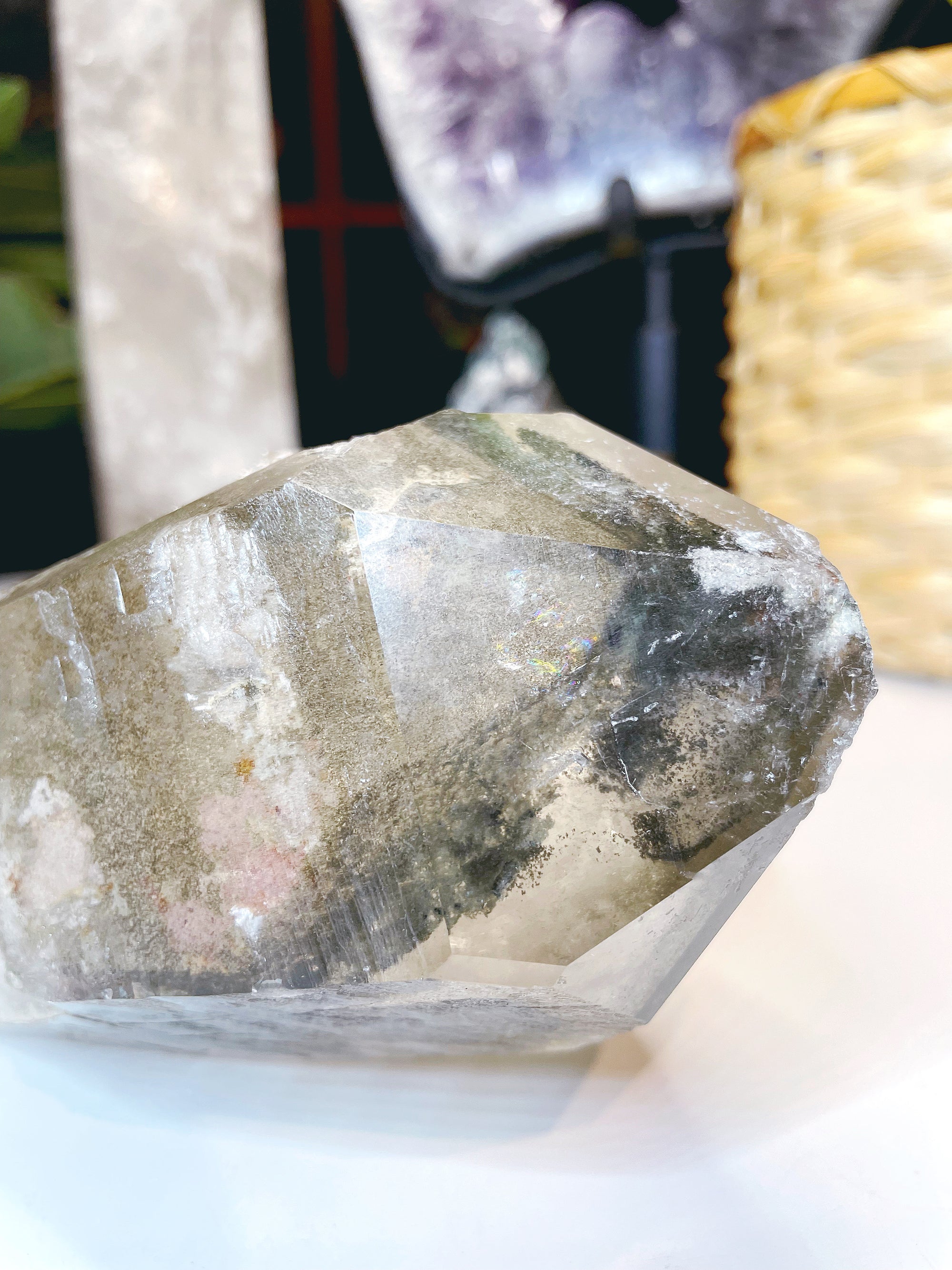 Large Natural Smoky Quartz Point w/ Chlorite Phantoms