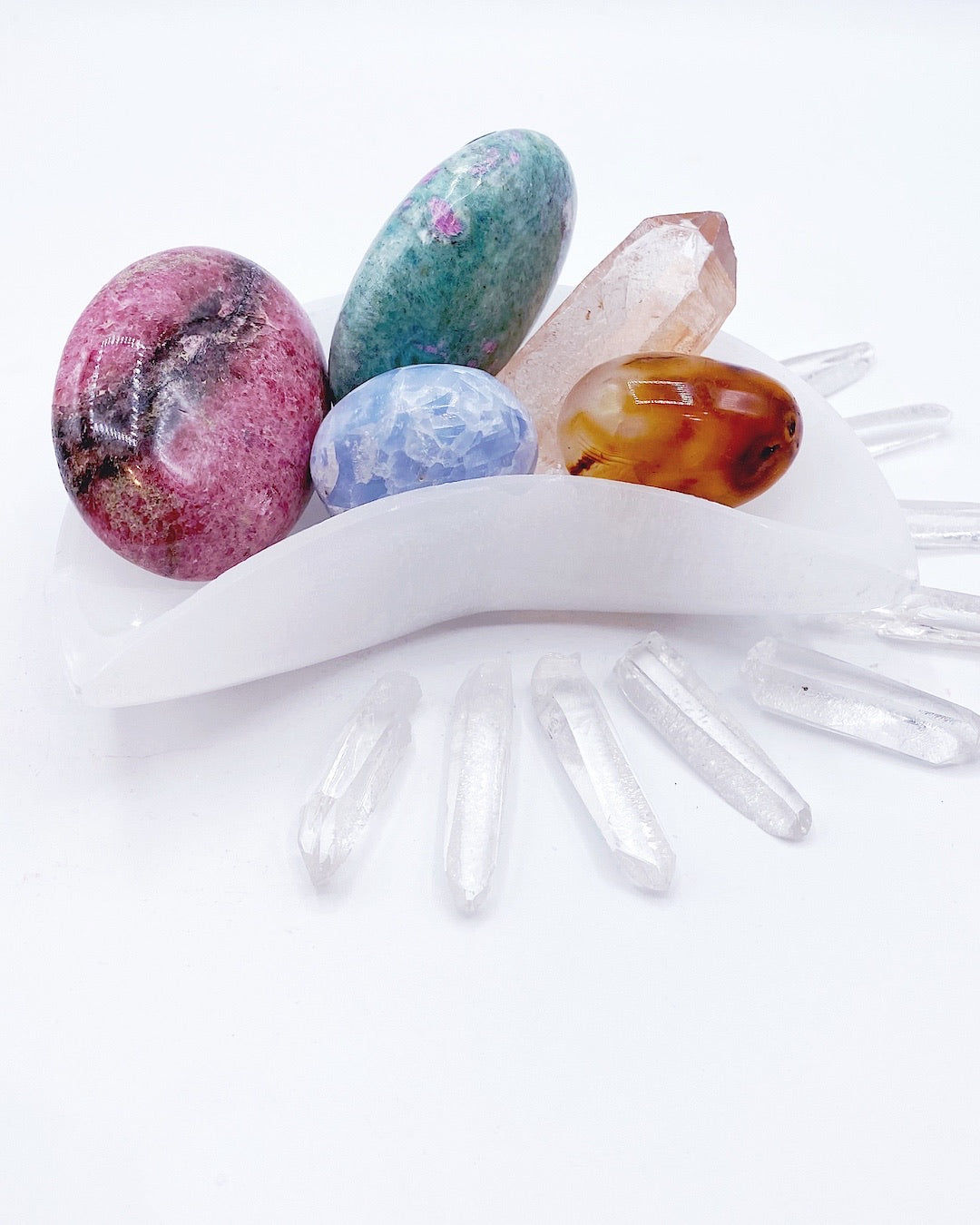 Selenite Crescent Moon Dish- Medium - Baltic Mermaid