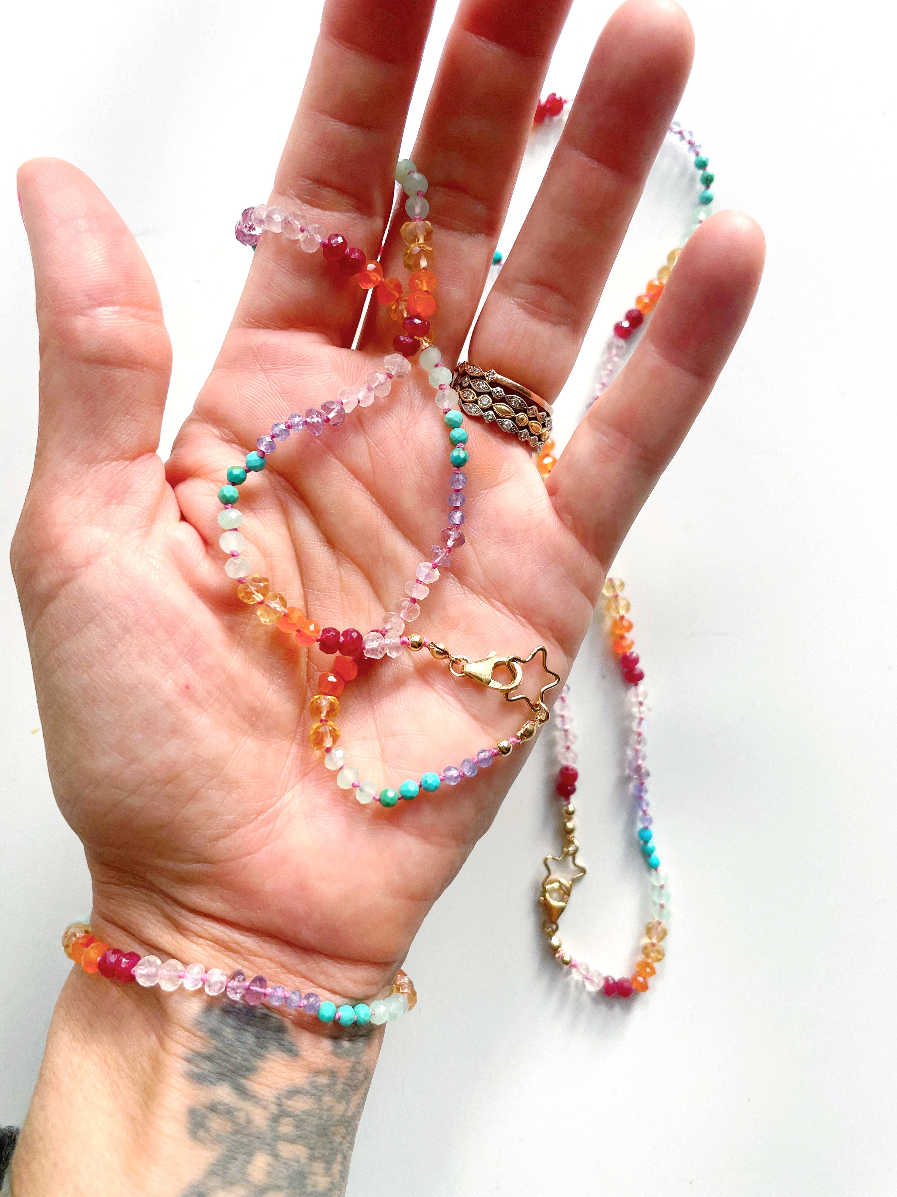 Rainbow Star Gemstone Candy Necklace - Baltic Mermaid