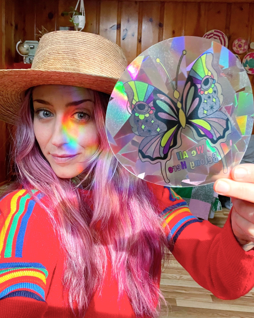 “We All Belong Here” Butterfly Rainbow Prism Window Decal - Baltic Mermaid