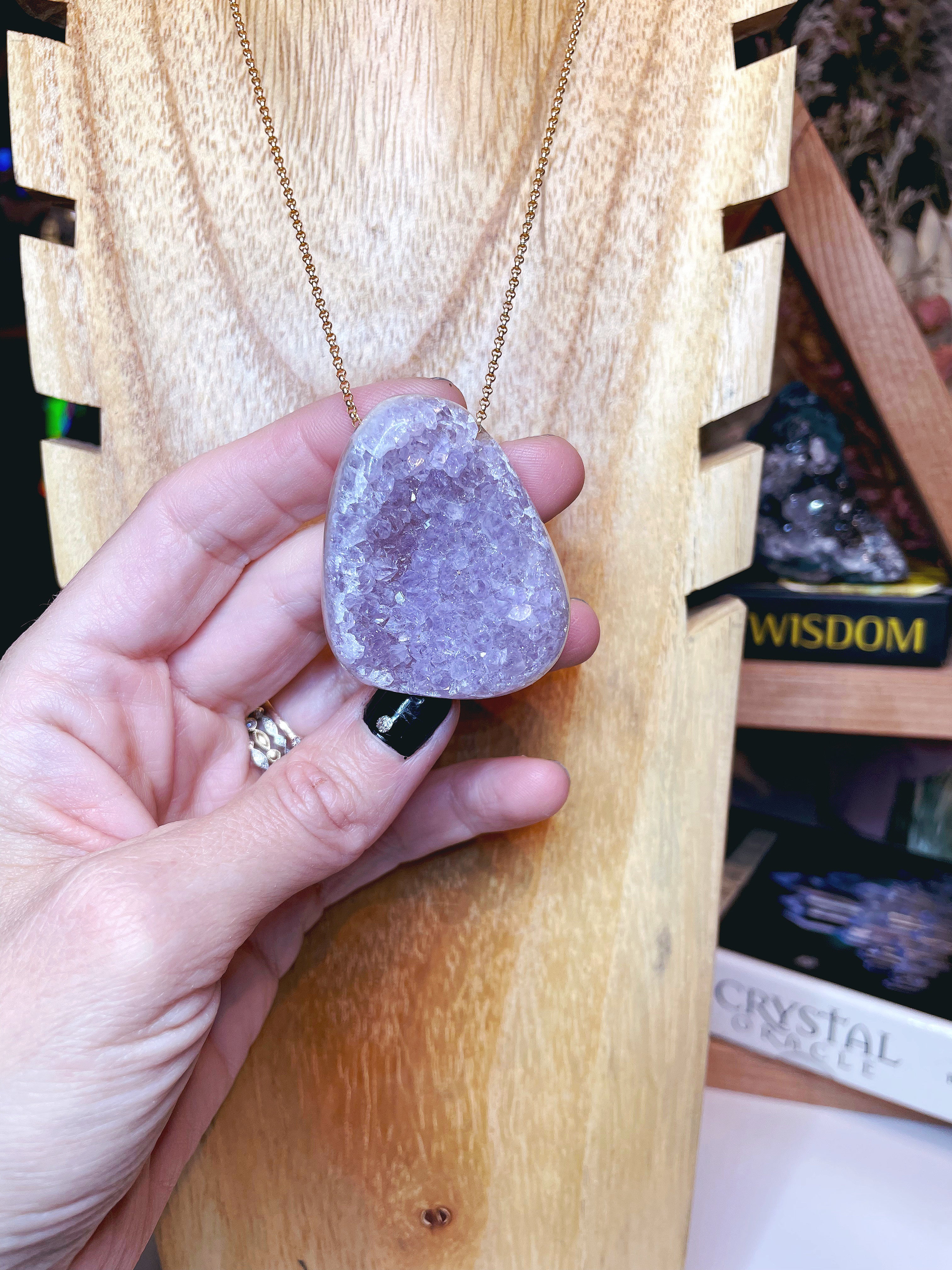 Druzy Agate Pendant 14k Gold Filled Necklace - Baltic Mermaid