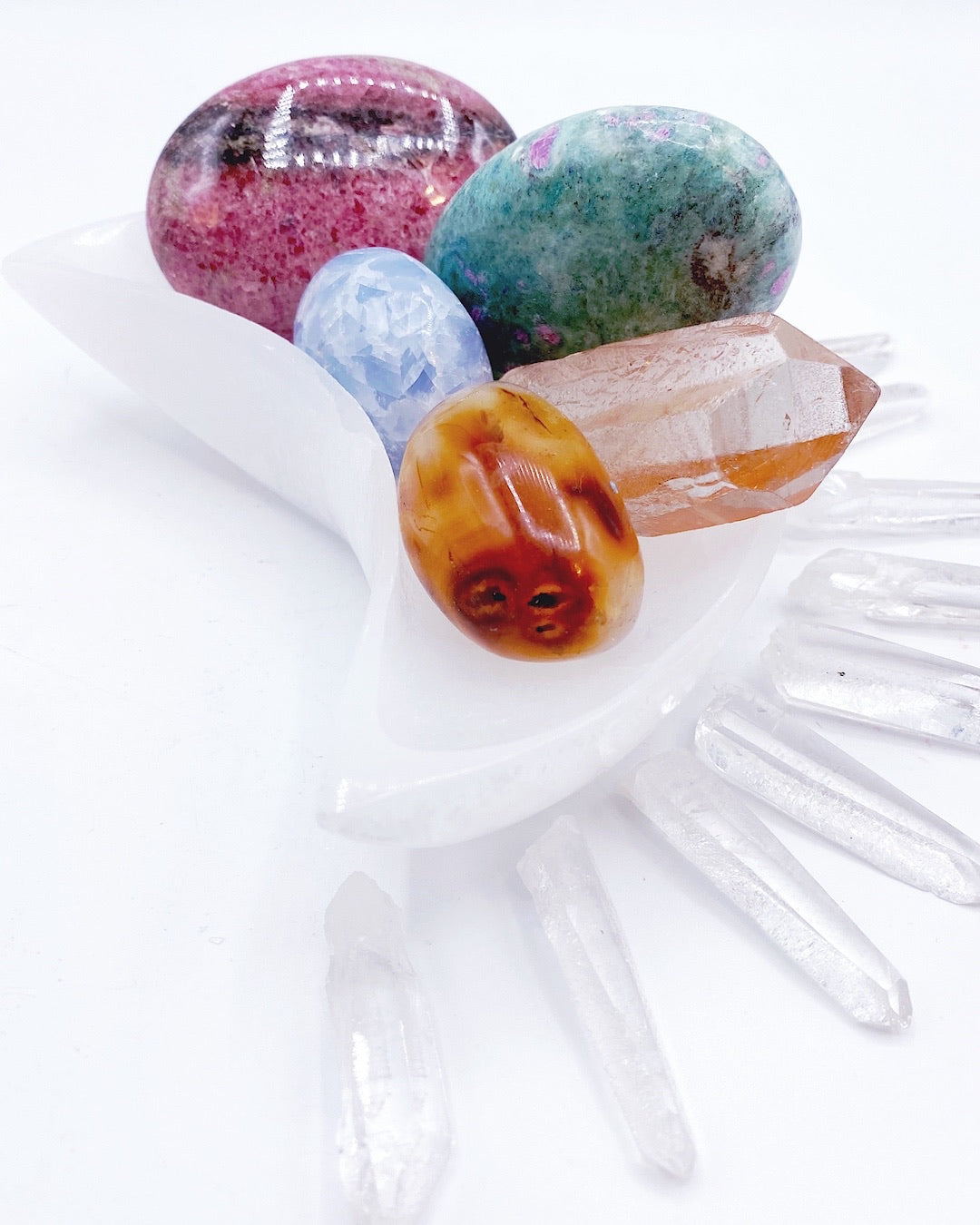 Selenite Crescent Moon Dish- Medium - Baltic Mermaid