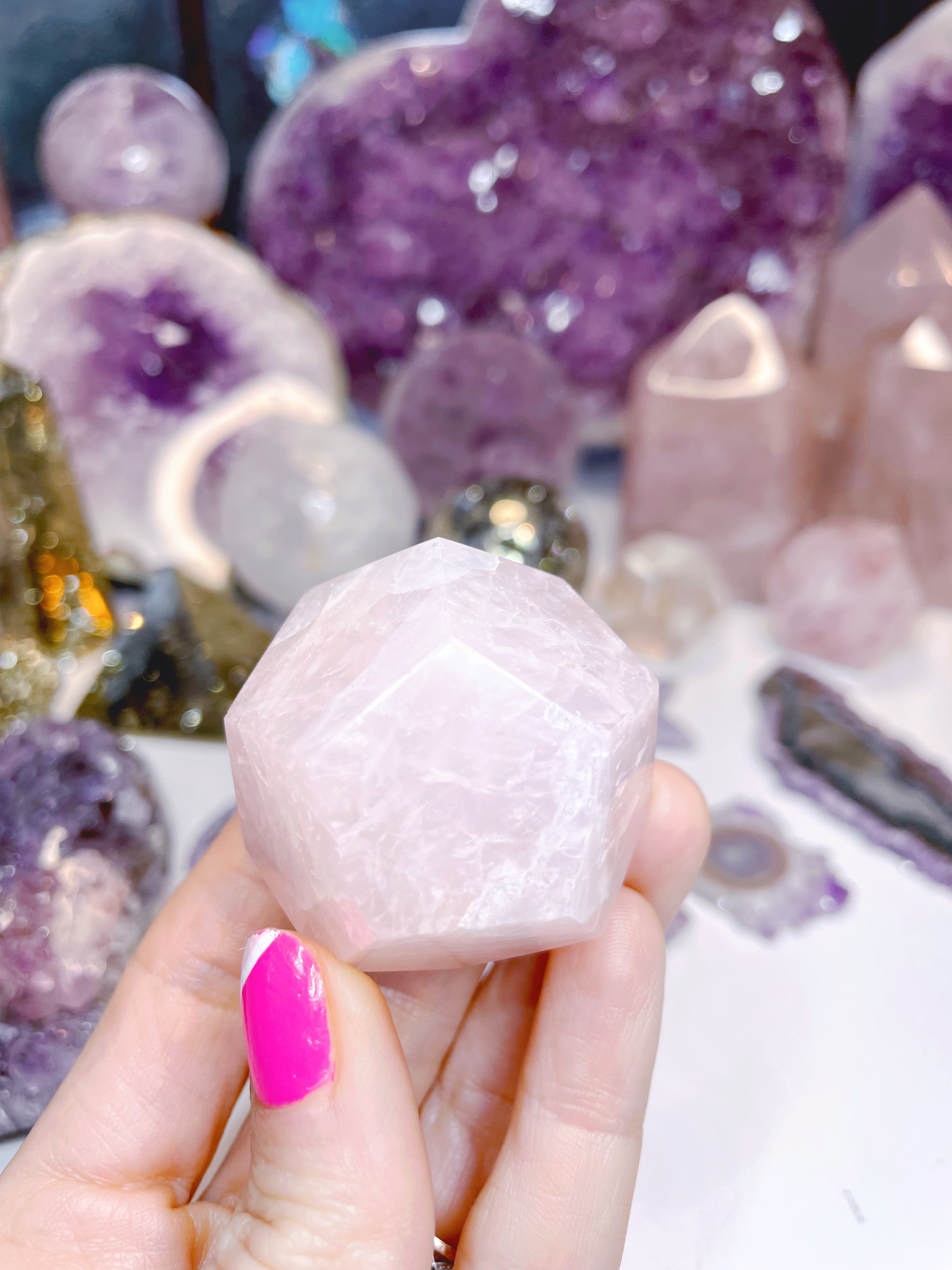 Rose Quartz Dodecahedron w/ iron inclusion - Baltic Mermaid