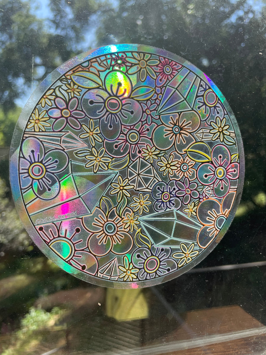 Floral Rainbow Prism Window Decal