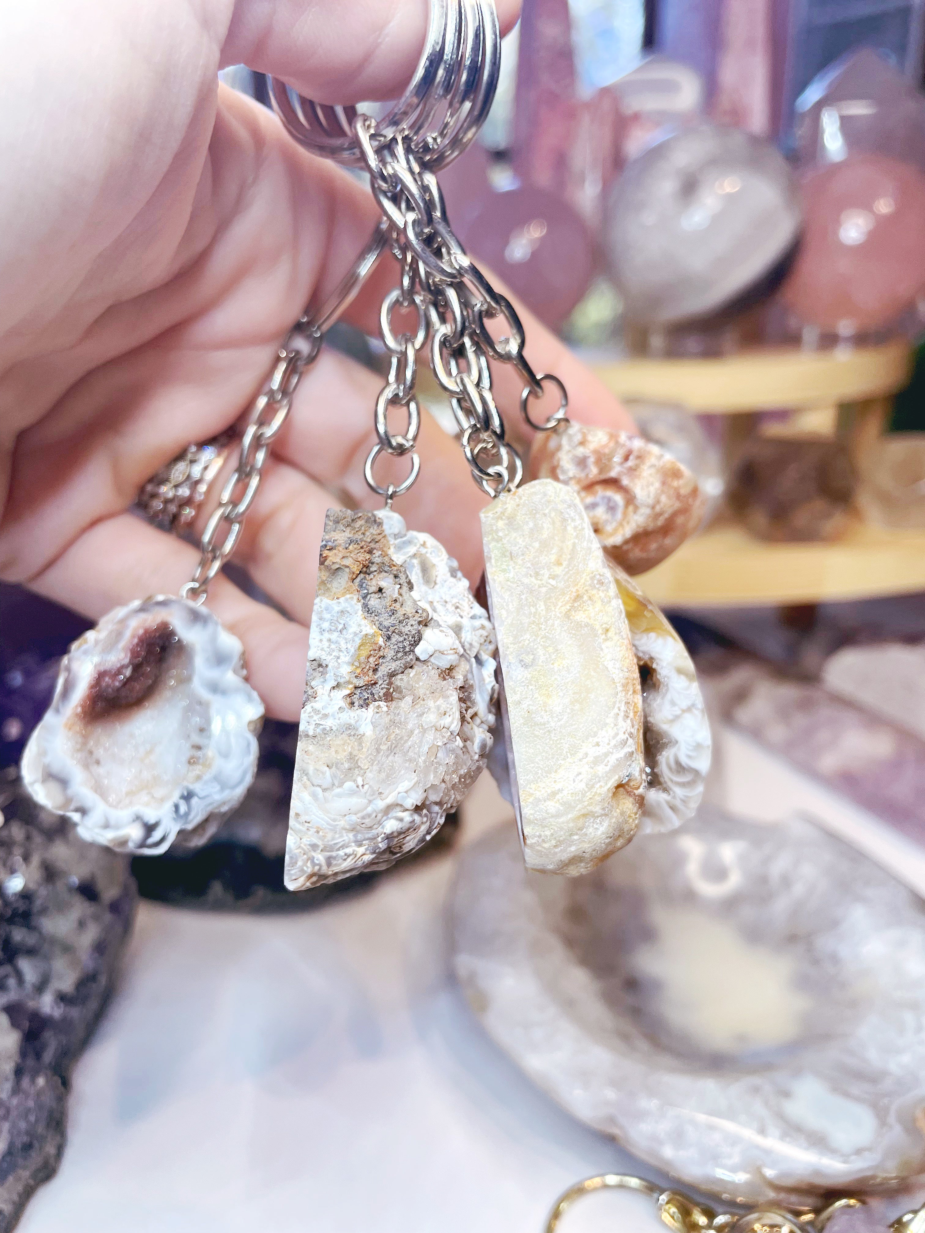 Druzy Geode Keychain - Baltic Mermaid