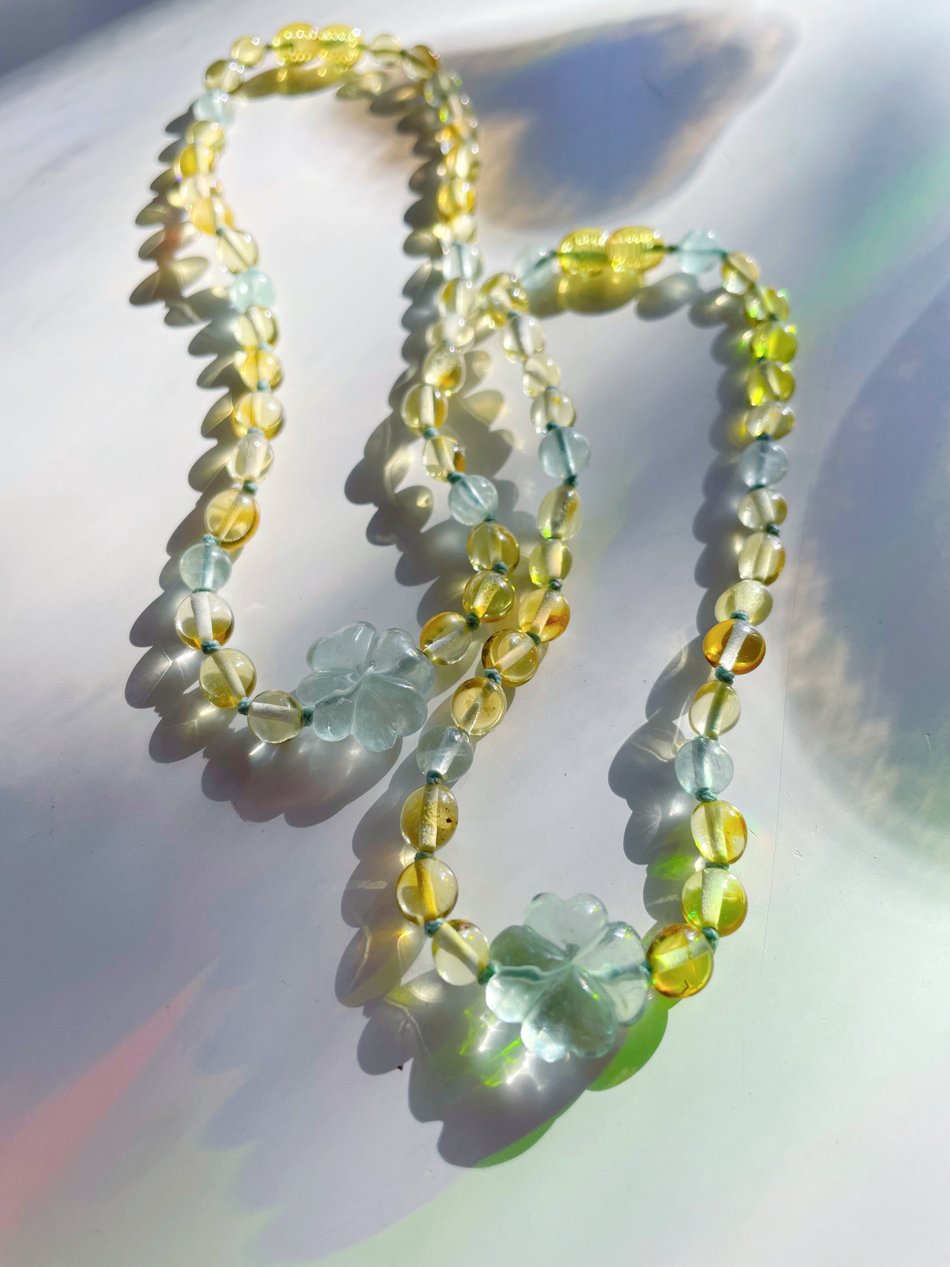 Lucky Clover Amber Necklace - Baltic Mermaid