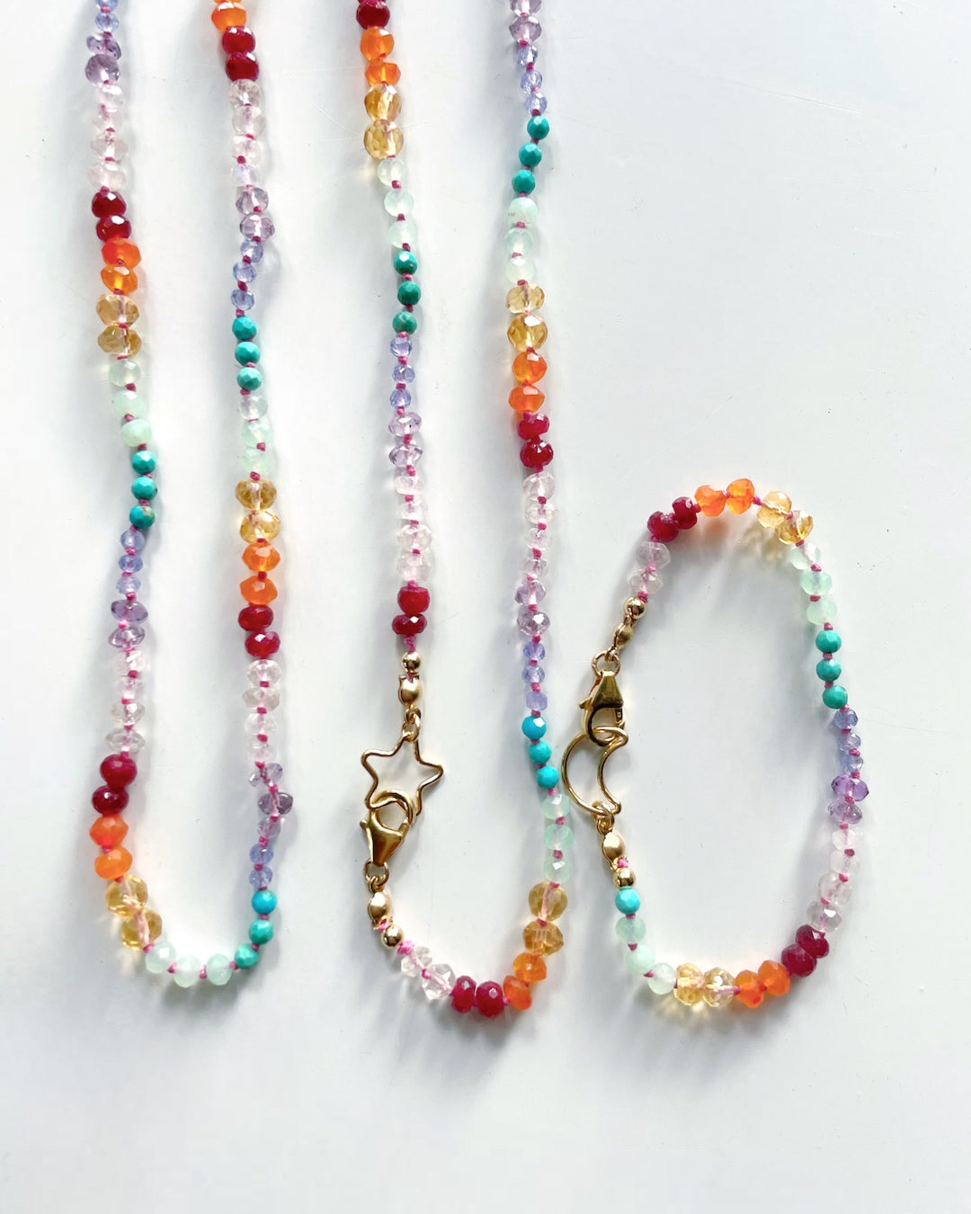 Rainbow Moon Gemstone Candy Bracelet - RTS