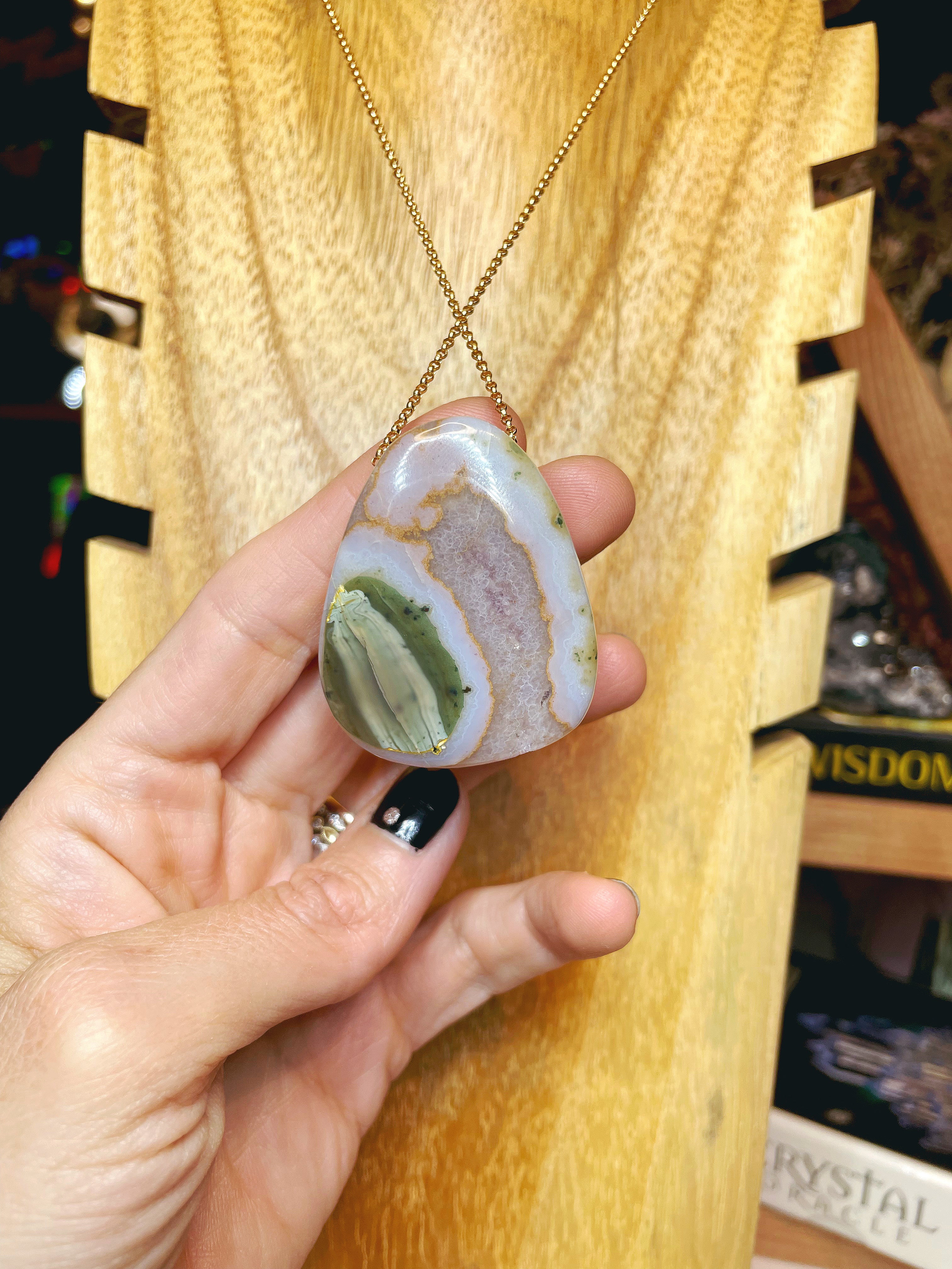 Druzy Agate Pendant 14k Gold Filled Necklace - Baltic Mermaid