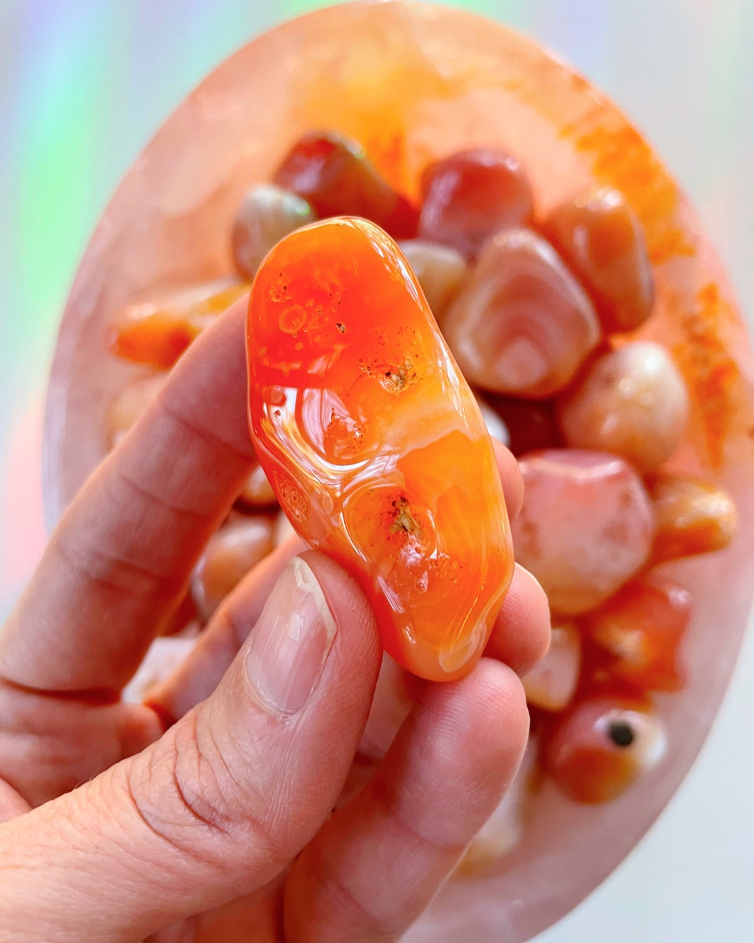 Carnelian Banded Agate/ Apricot Agate Tumbled Stones AAA