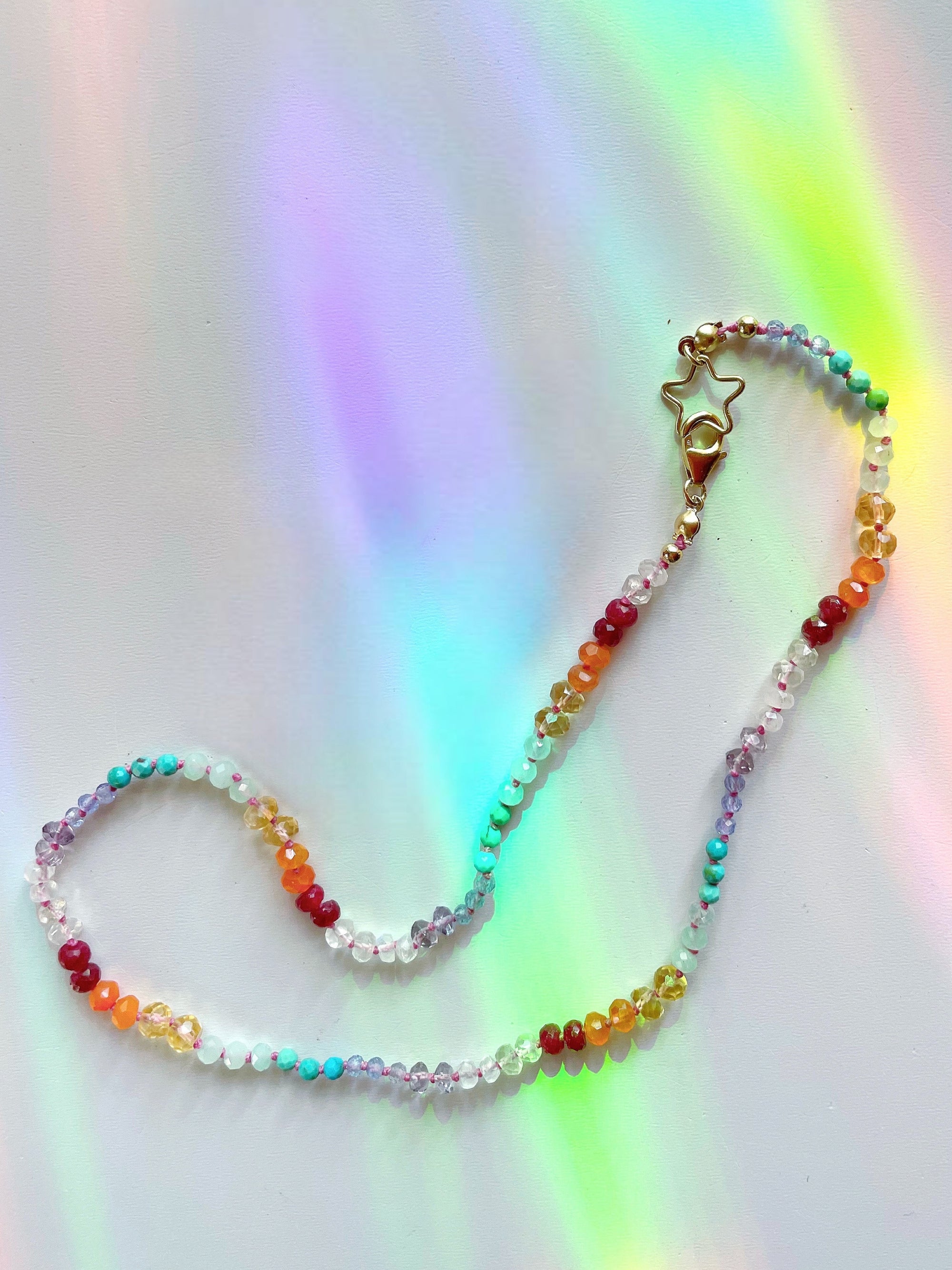 Rainbow Star Gemstone Candy Necklace