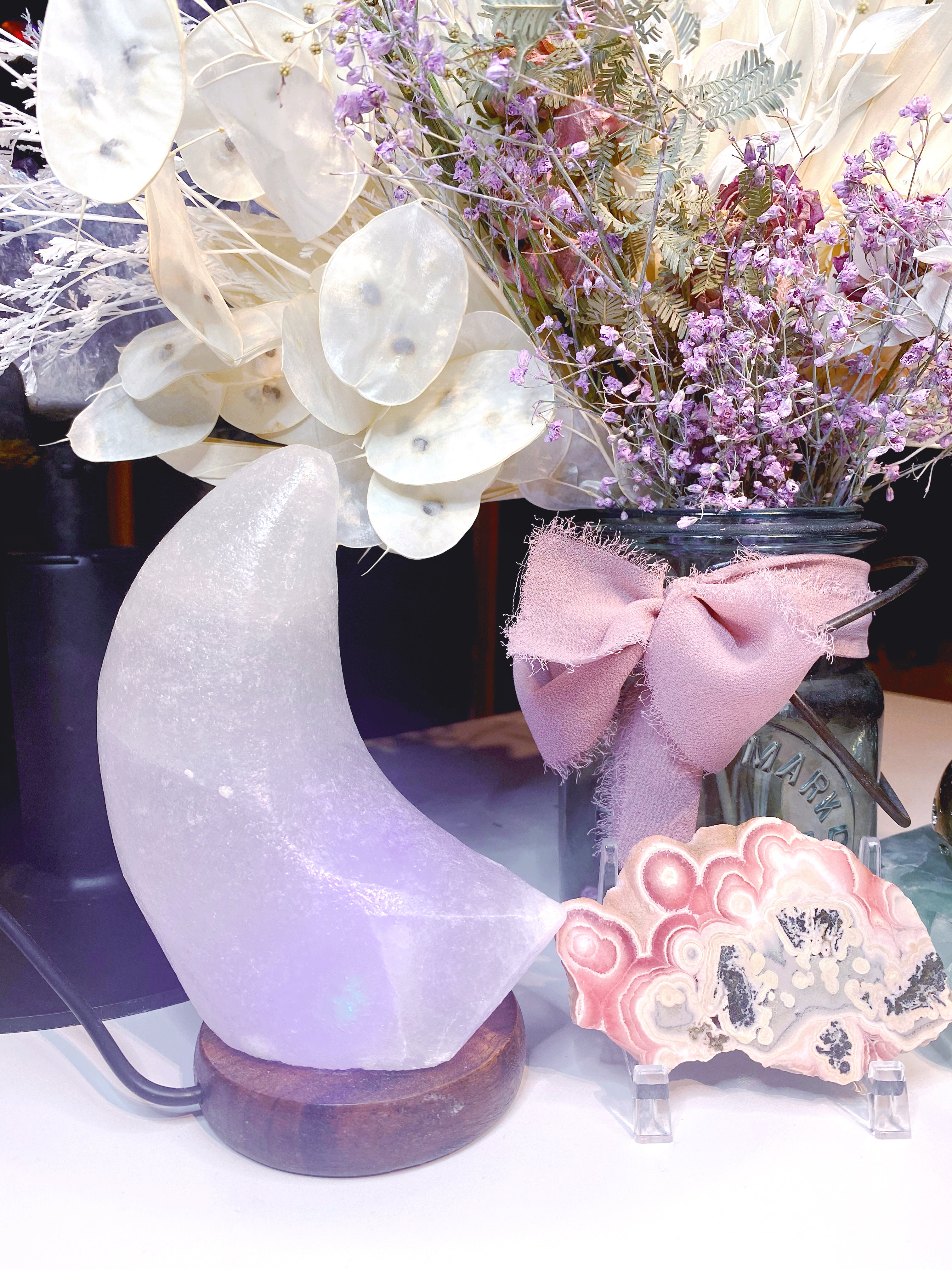 Crescent Moon Salt Lamp - White - Baltic Mermaid