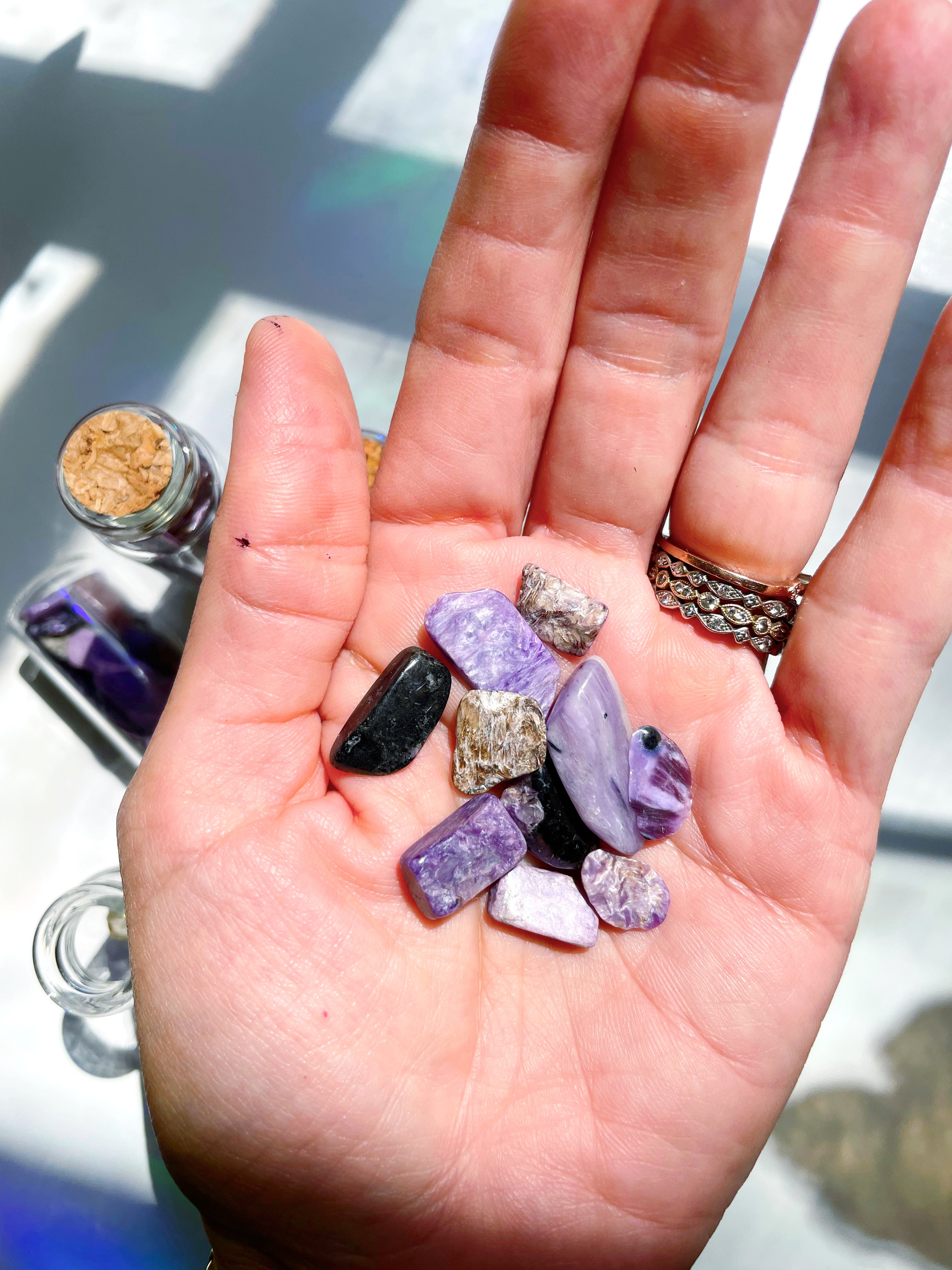 Charoite Chip Bottles - Baltic Mermaid