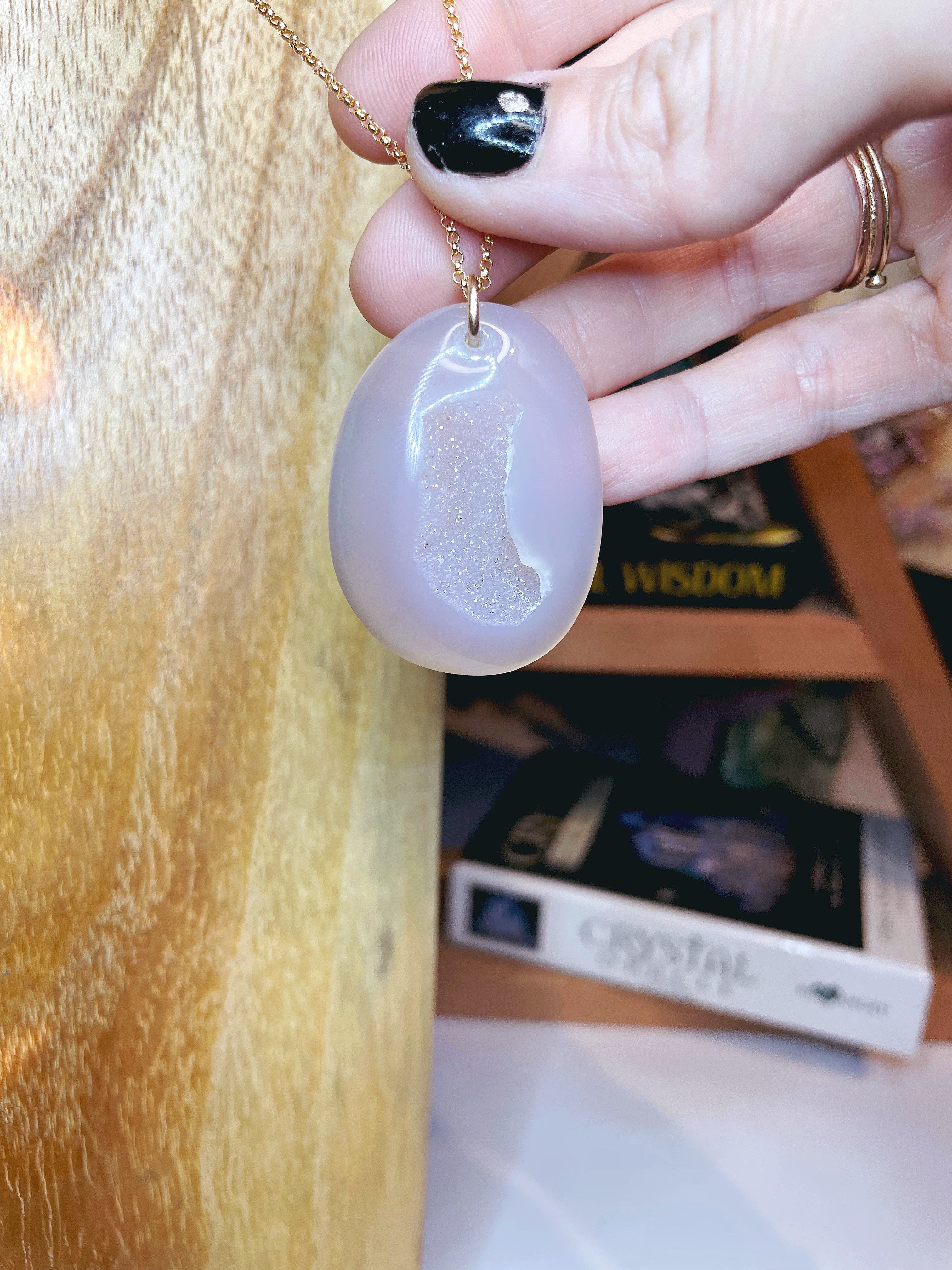 Druzy Agate Pendant 14k Gold Filled Necklace - Baltic Mermaid