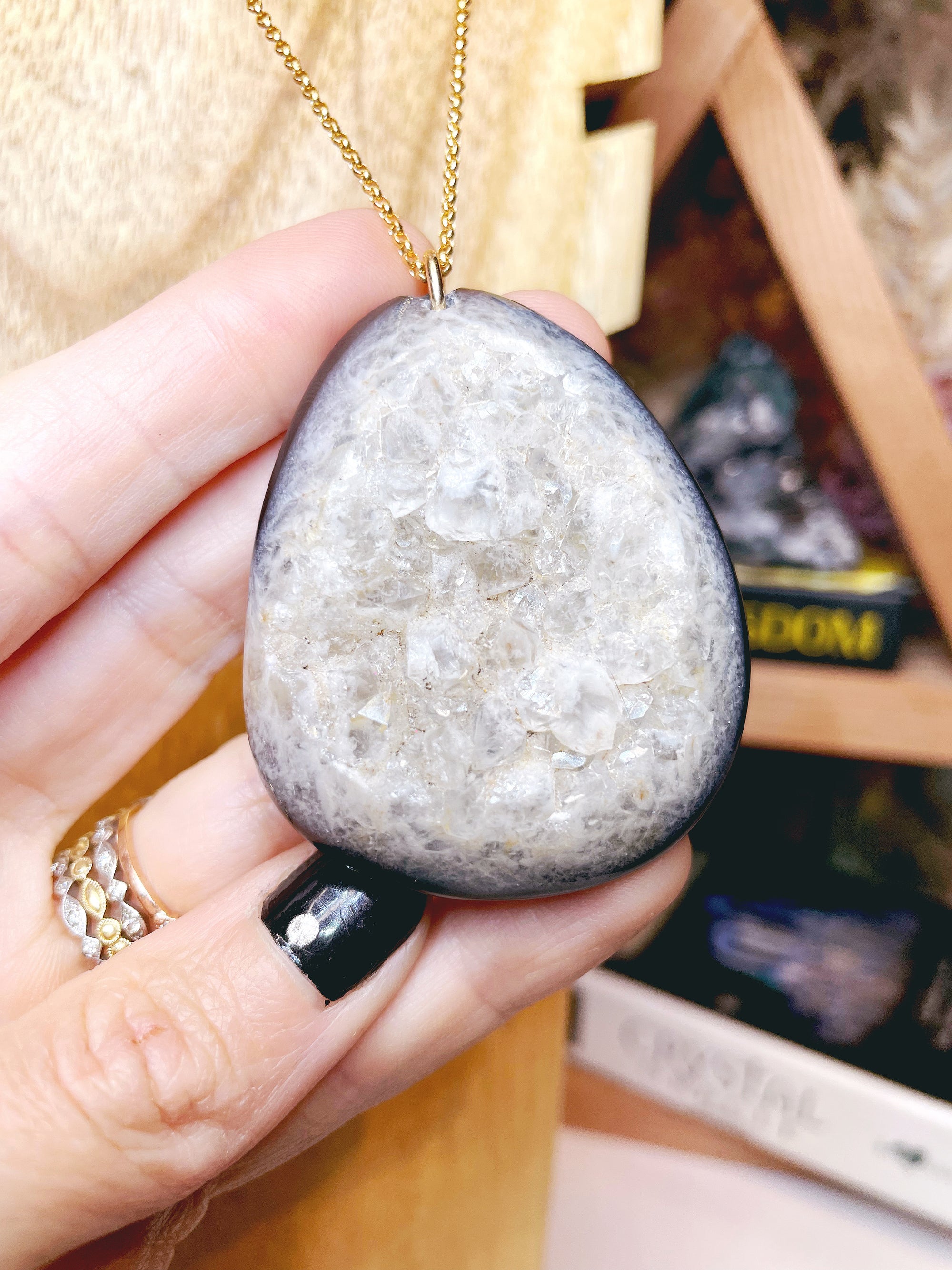 Druzy Agate Pendant 14k Gold Filled Necklace