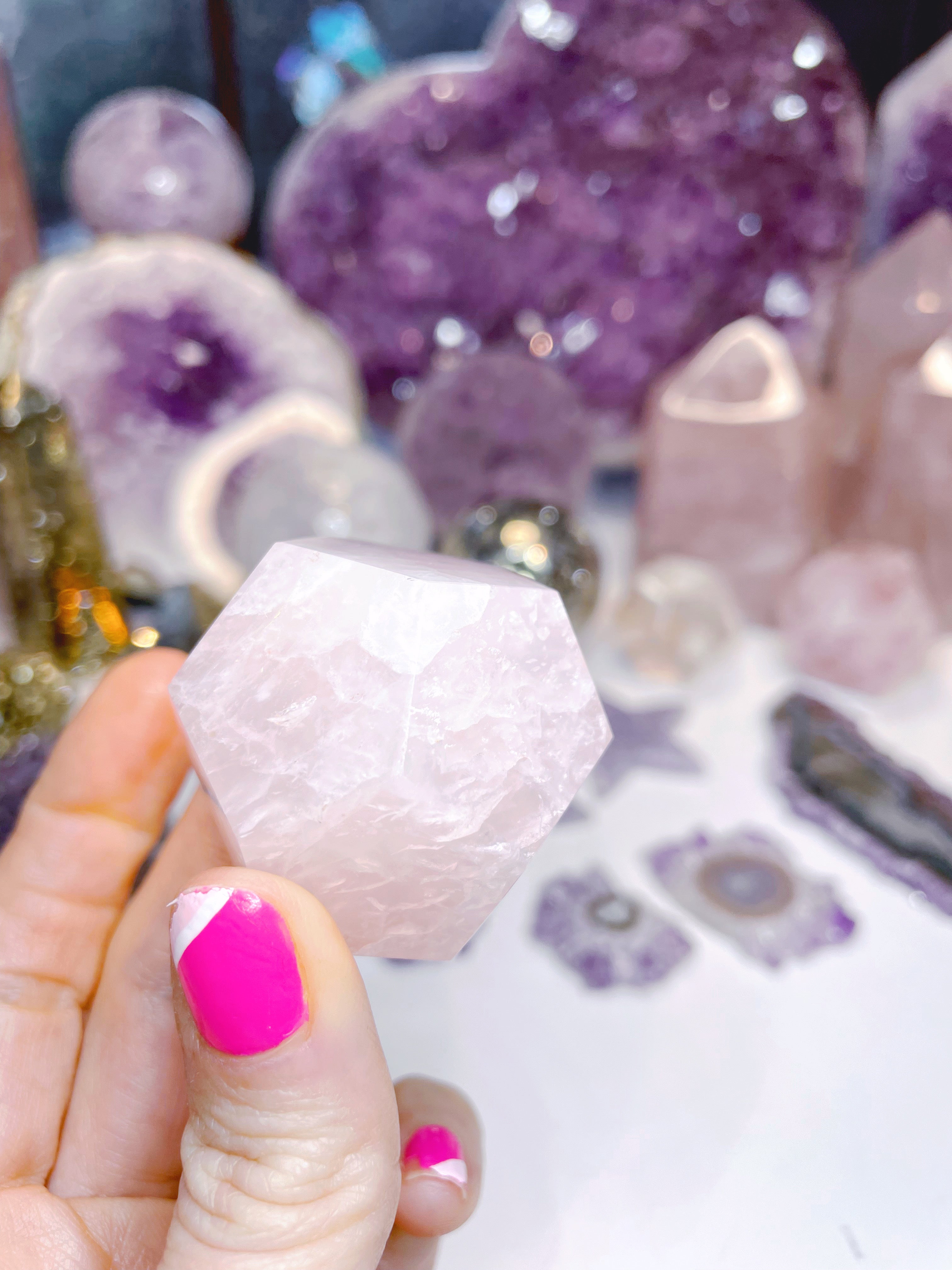 Rose Quartz Dodecahedron w/ iron inclusion - Baltic Mermaid