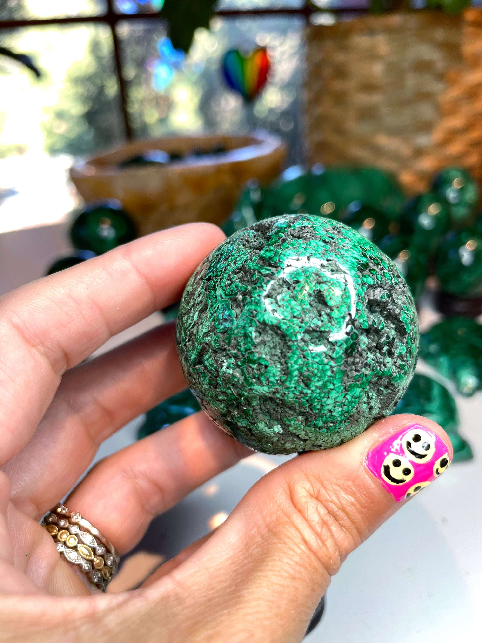 Malachite Carved Sphere