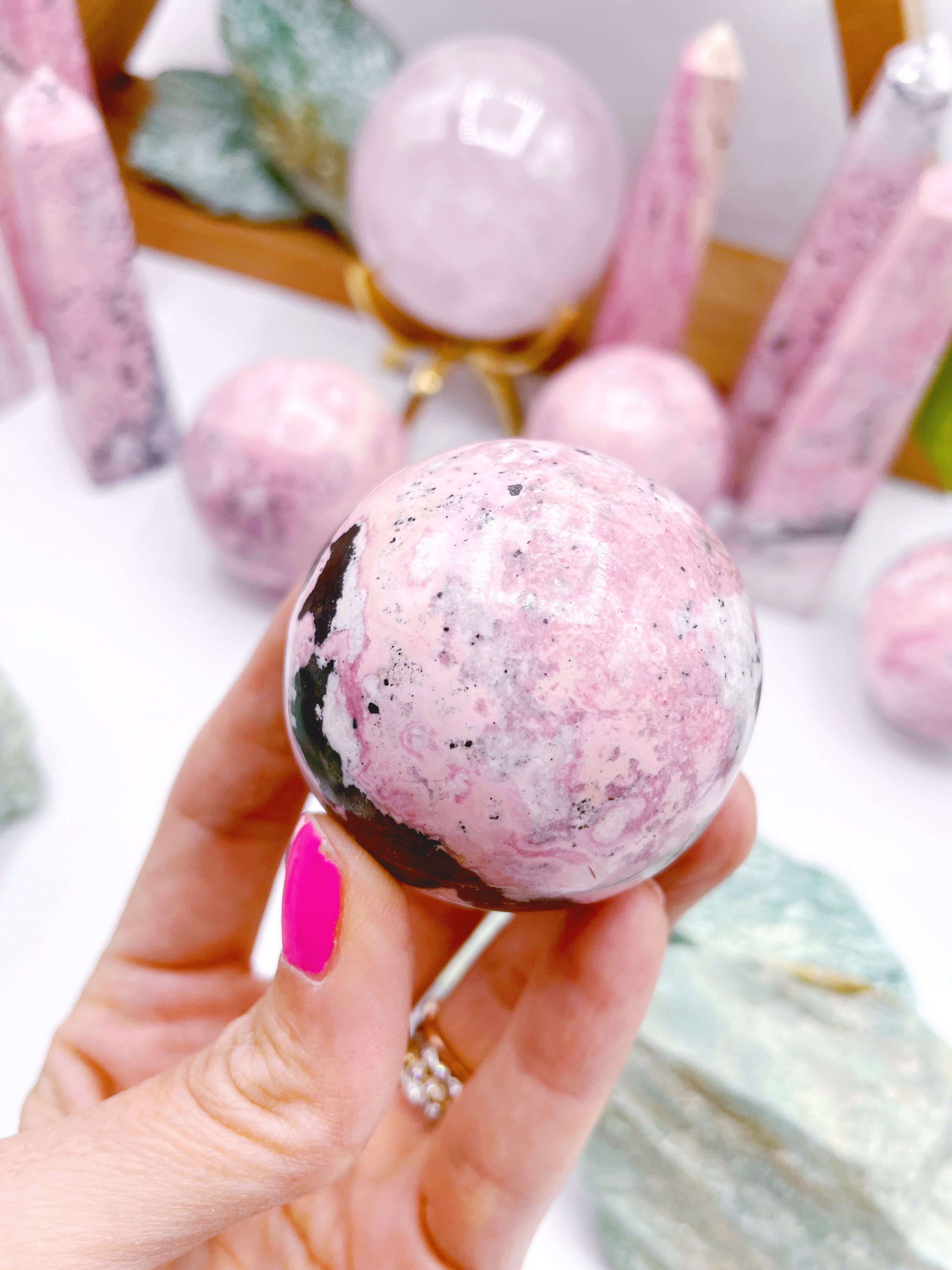 Rhodonite Sphere - Baltic Mermaid