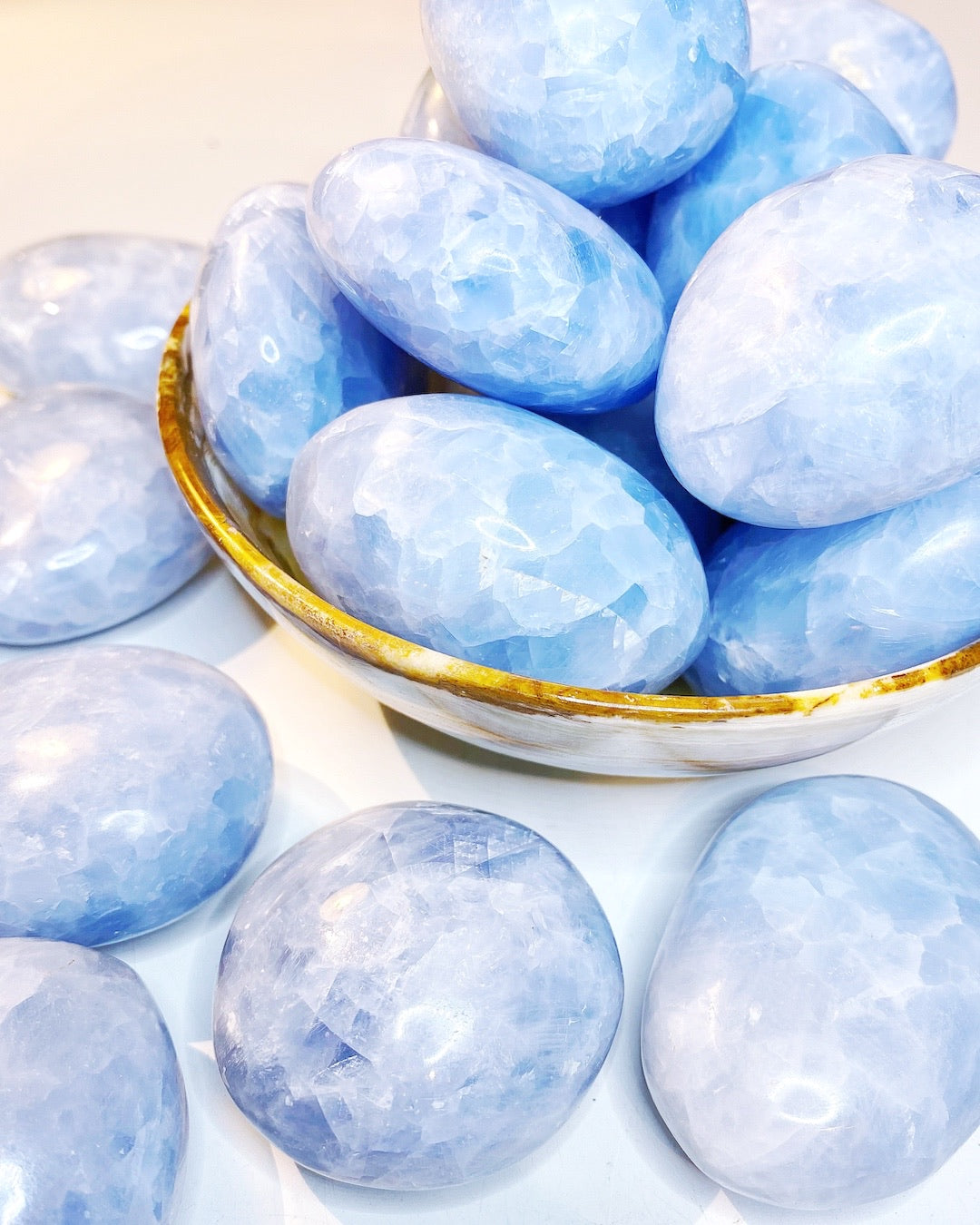 Blue Calcite Palm Stones - Baltic Mermaid