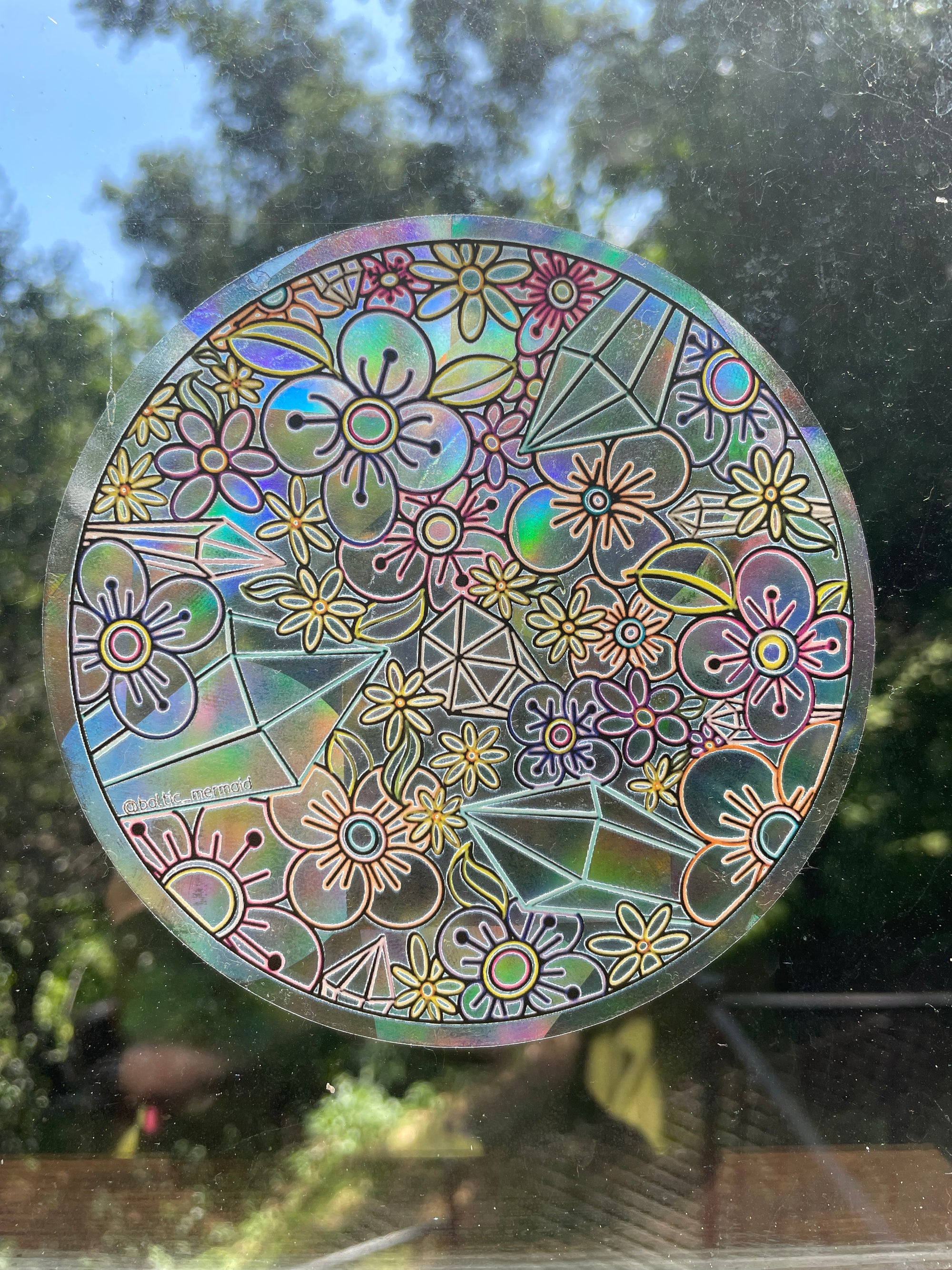 Floral Rainbow Prism Window Decal